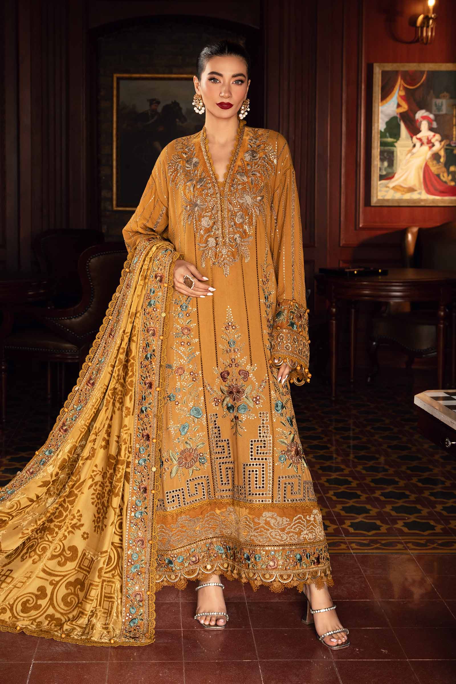Video preview - 3 Piece Unstitched Embroidered Twill Linen Suit | DL-1207