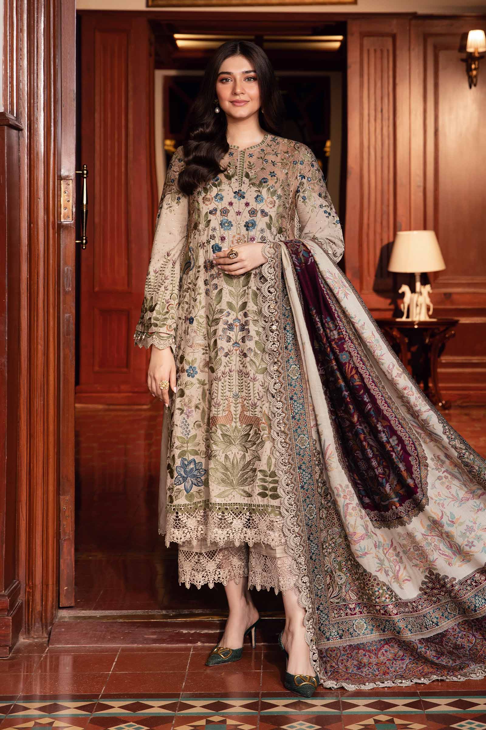 Video preview - 3 Piece Unstitched Embroidered Linen Suit | DL-1211
