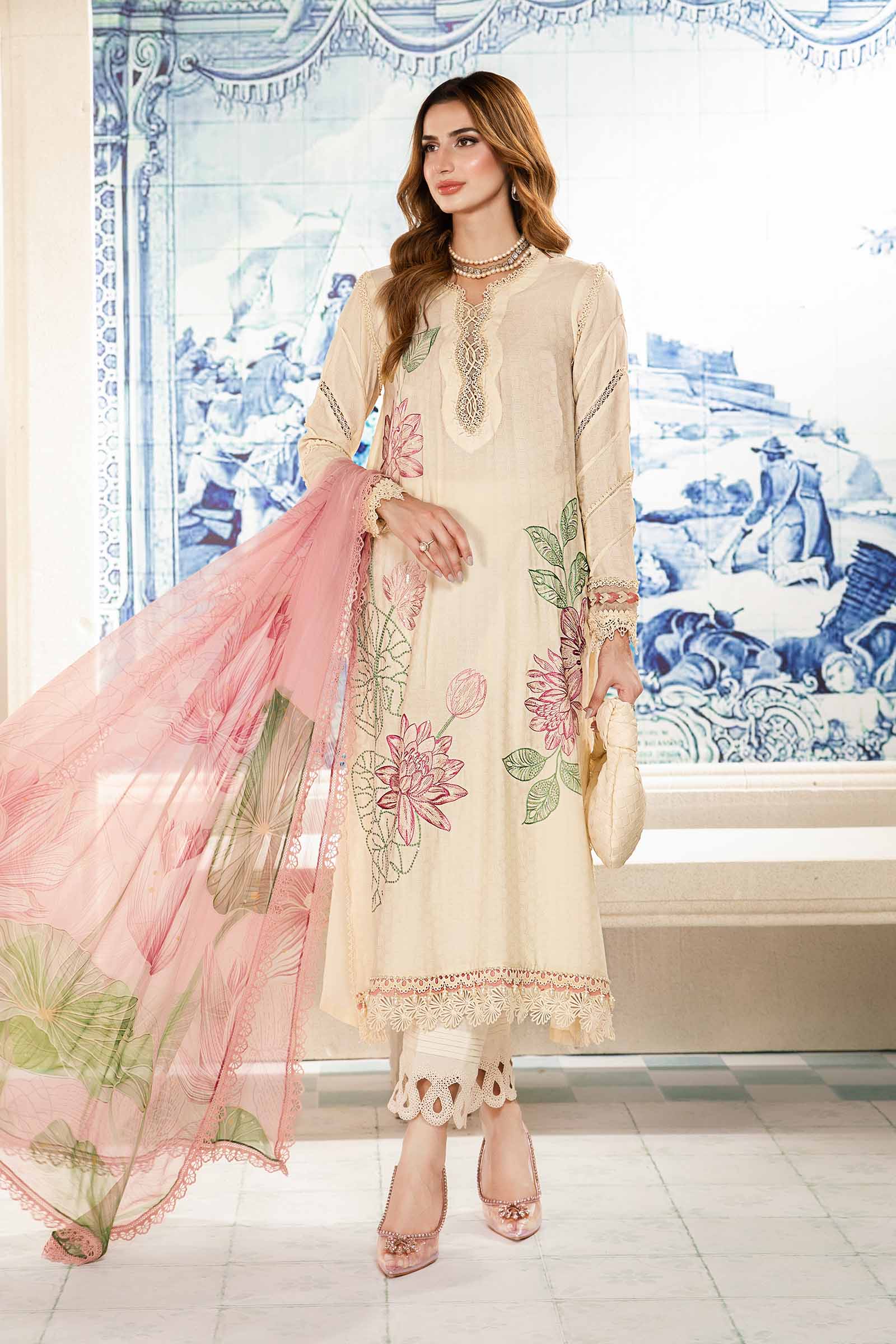 Video preview - 3 Piece Unstitched Printed Suit | MPT-2201-A