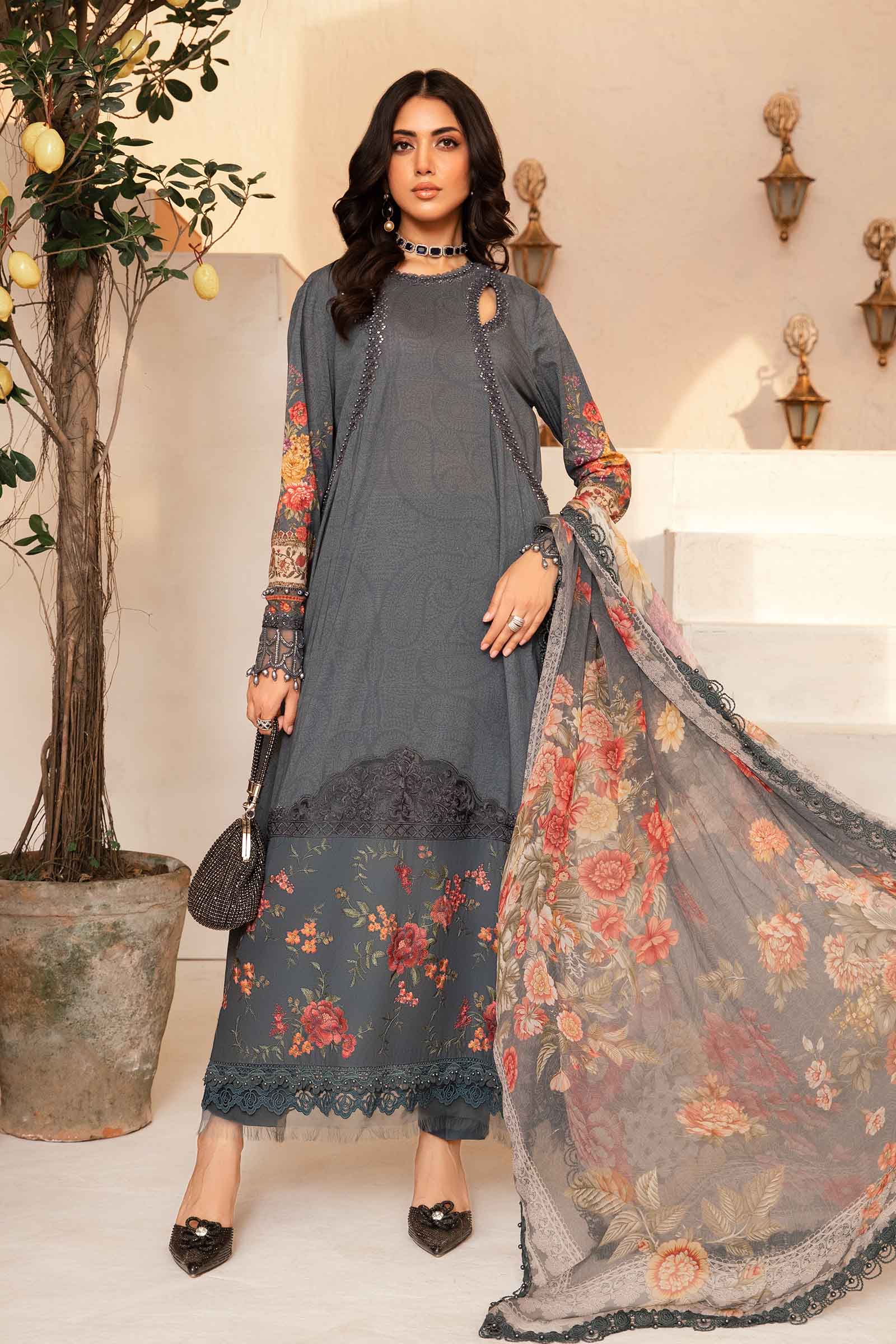 Video preview - 3 Piece Unstitched Printed Suit | MPT-2202-B