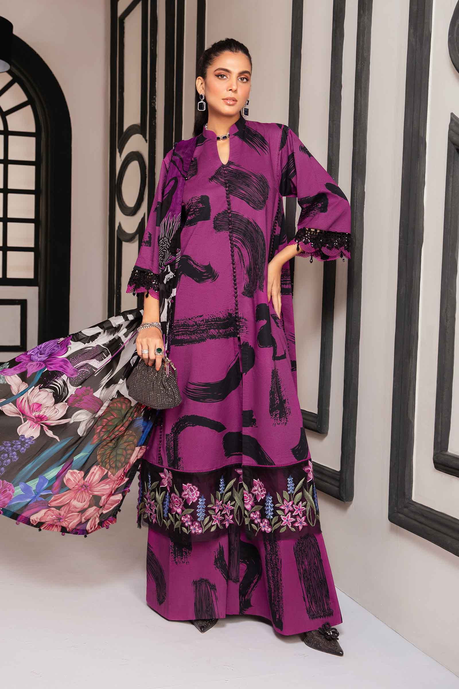 Video preview - 3 Piece Unstitched Printed Suit | MPT-2205-B