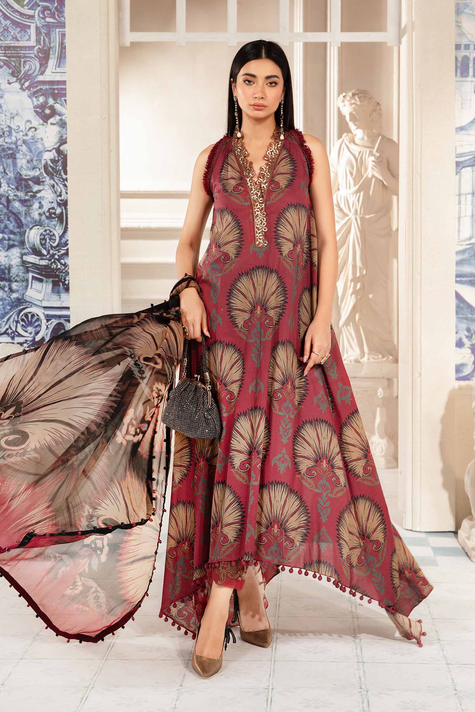 Video preview - 3 Piece Unstitched Printed Suit | MPT-2209-B