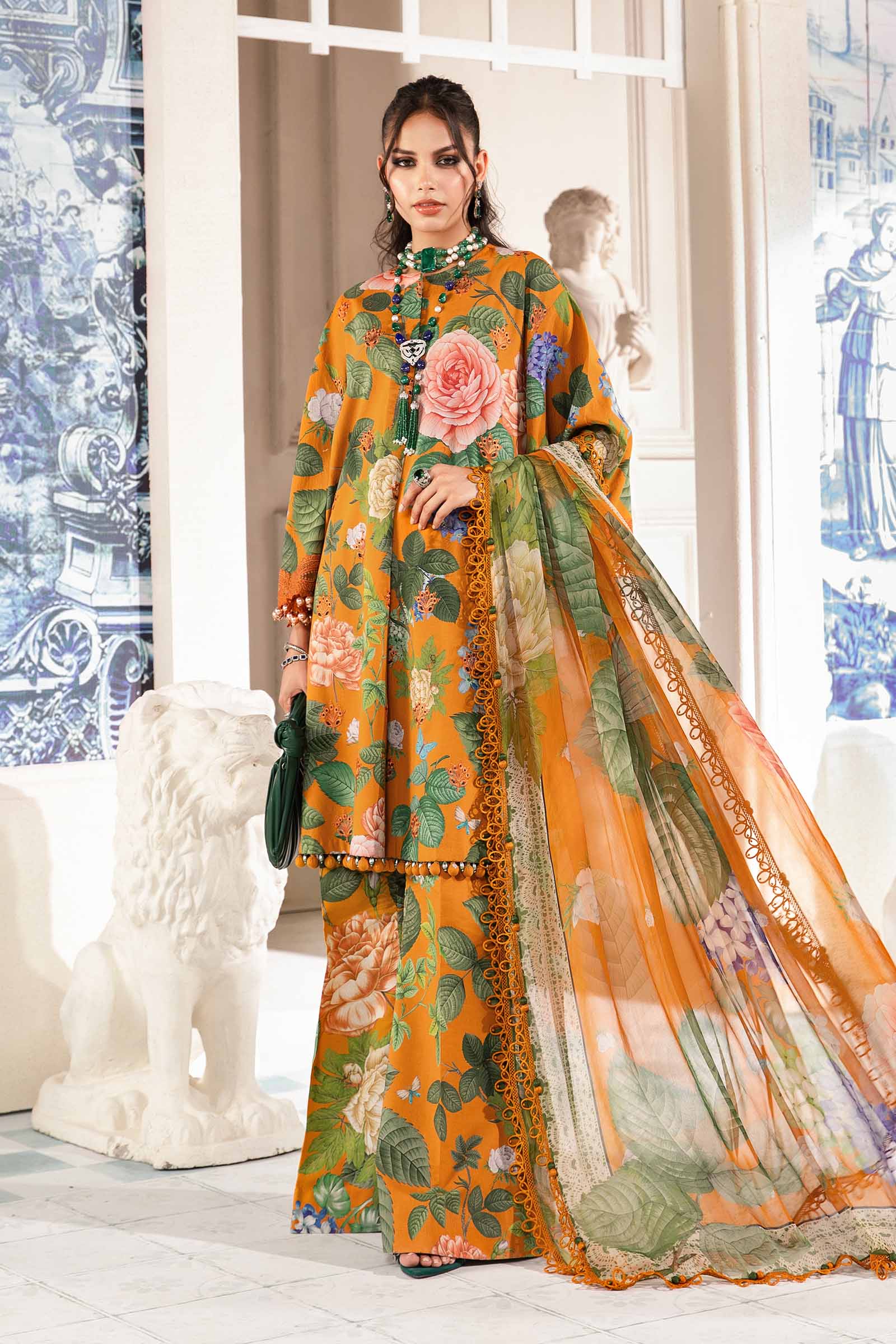 Video preview - 3 Piece Unstitched Printed Suit | MPT-2210-B