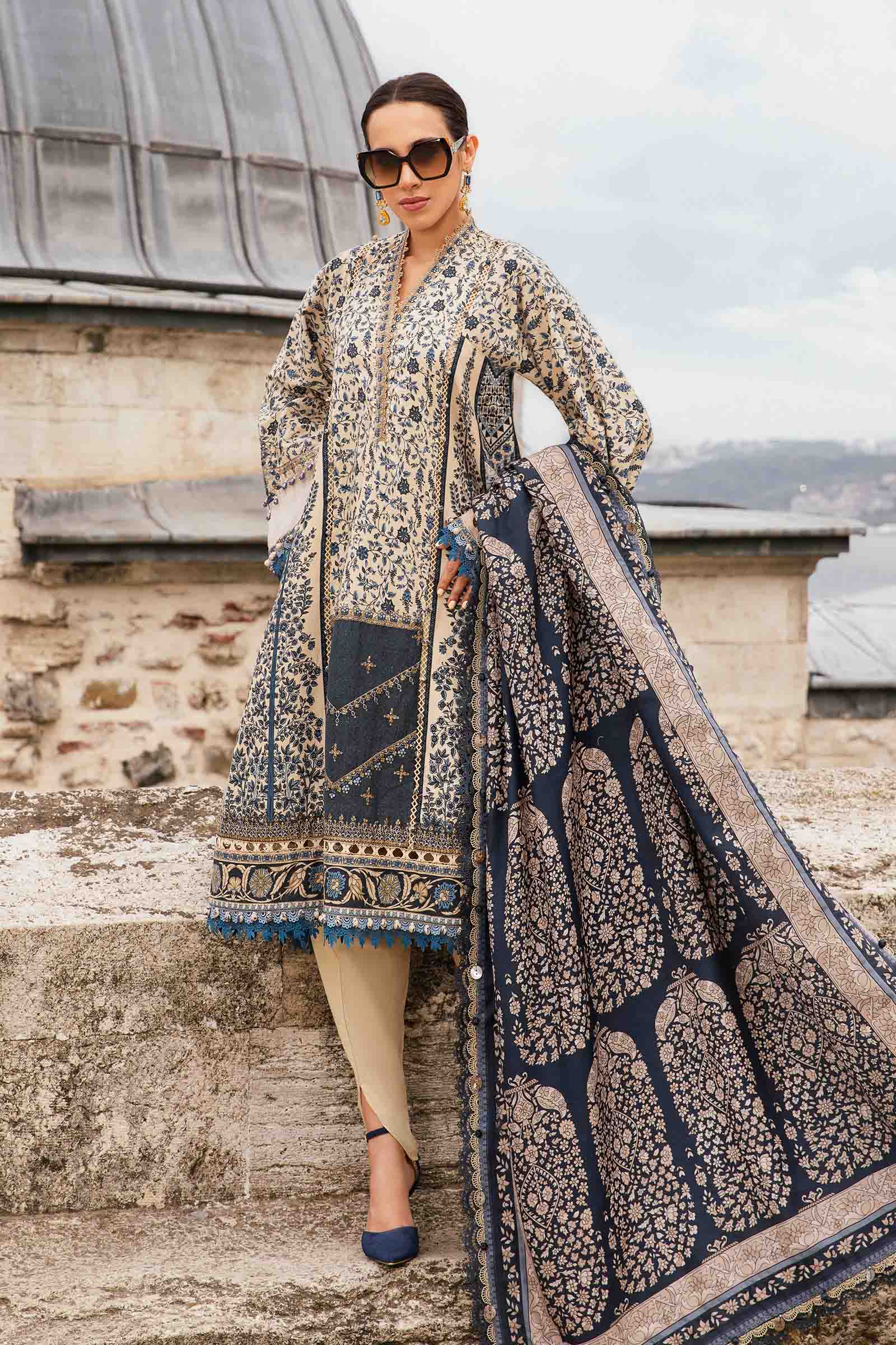 Video preview - 3 Piece Unstitched Printed Cambric Suit | MPT-2302-A
