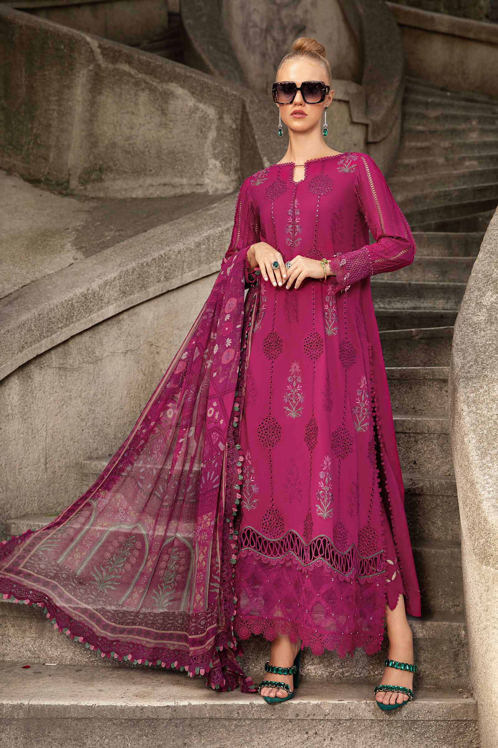 Video preview - 3 Piece Unstitched Printed Cambric Suit | MPT-2303-B