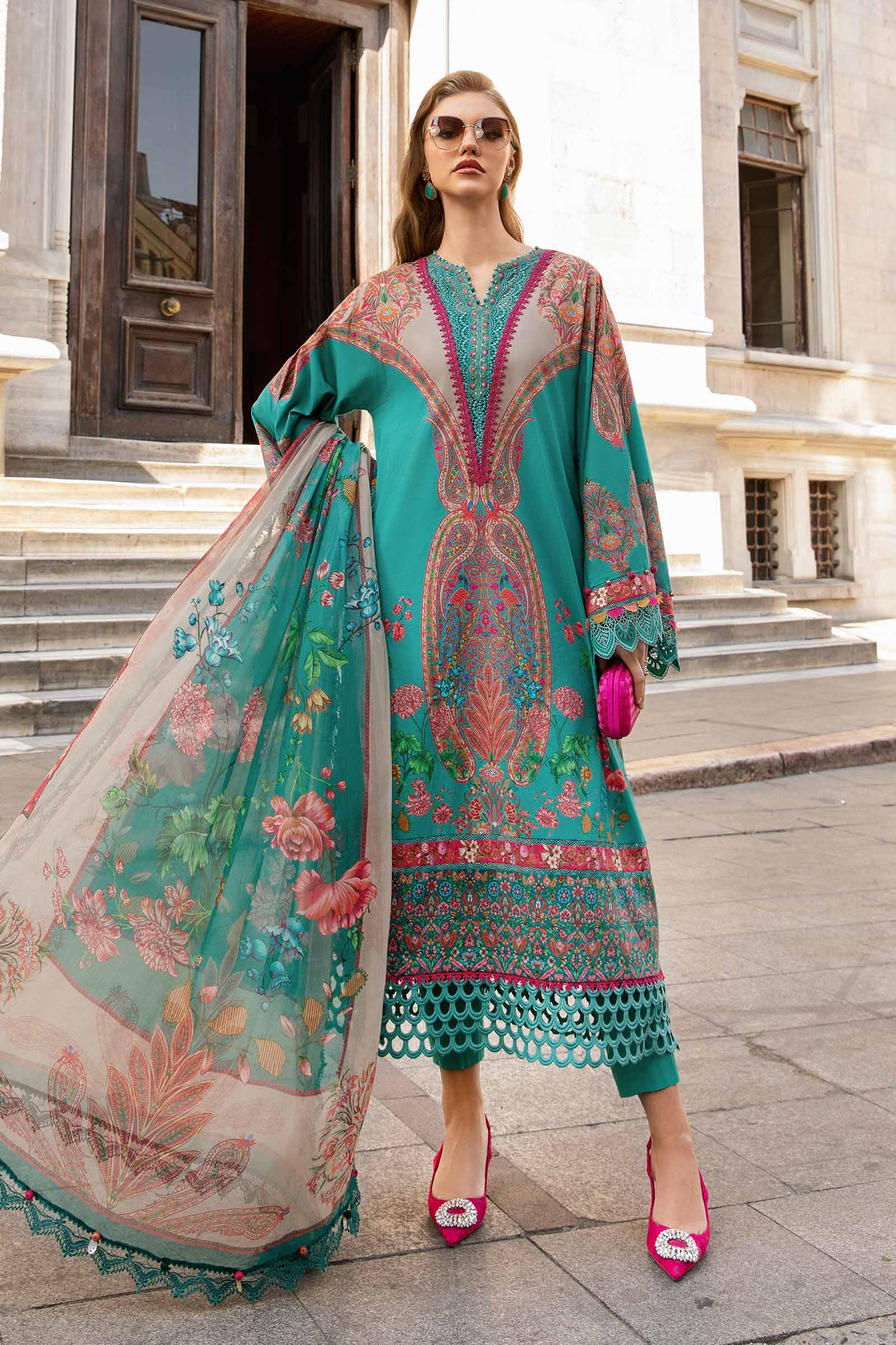 Video preview - 3 Piece Unstitched Printed Cambric Suit | MPT-2304-A