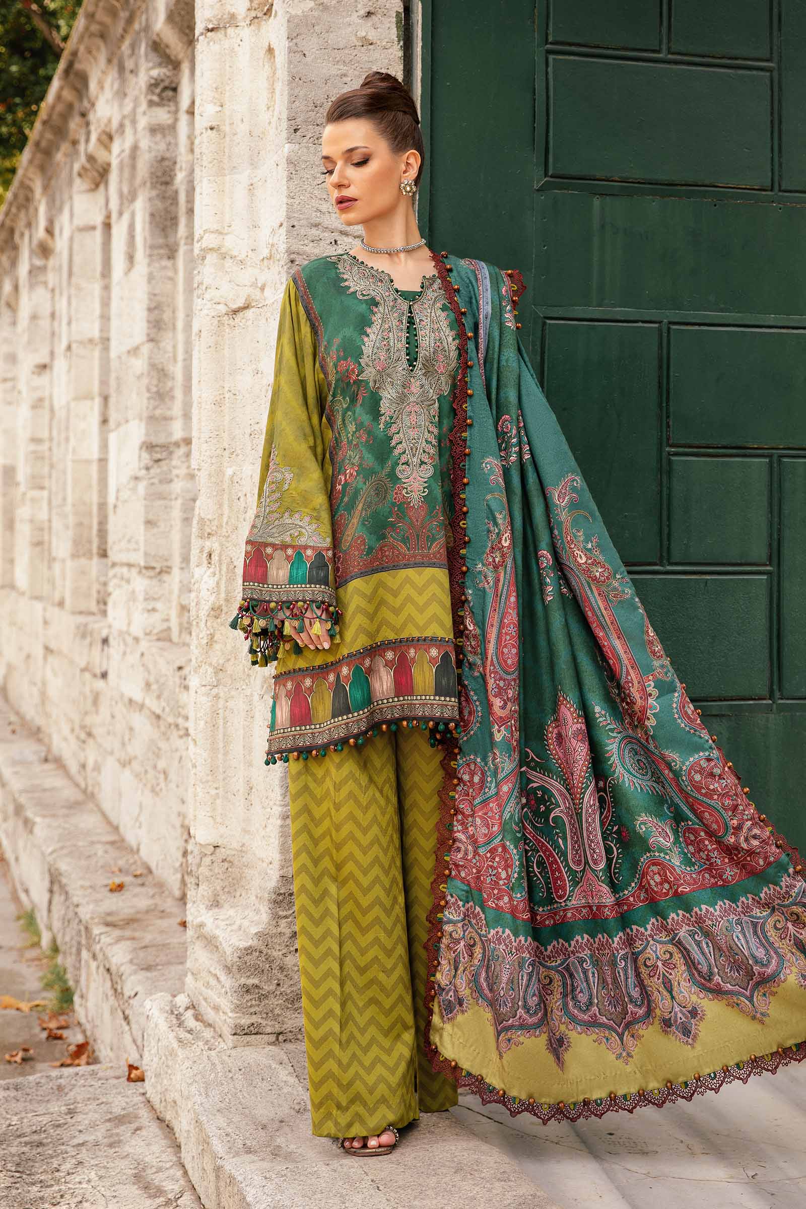 Video preview - 3 Piece Unstitched Printed Linen Suit | MPT-2305-A