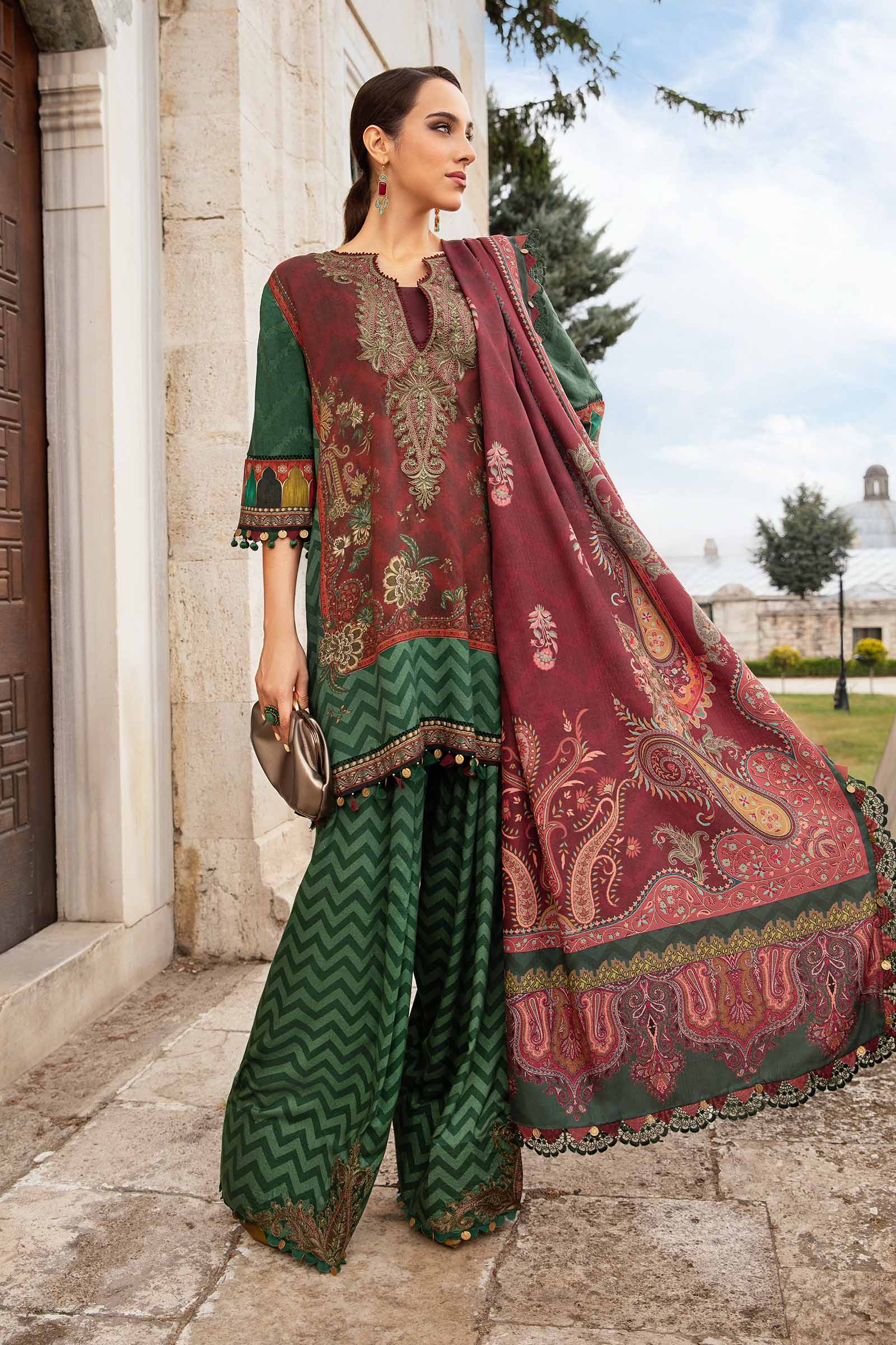 Video preview - 3 Piece Unstitched Printed Linen Suit | MPT-2305-B