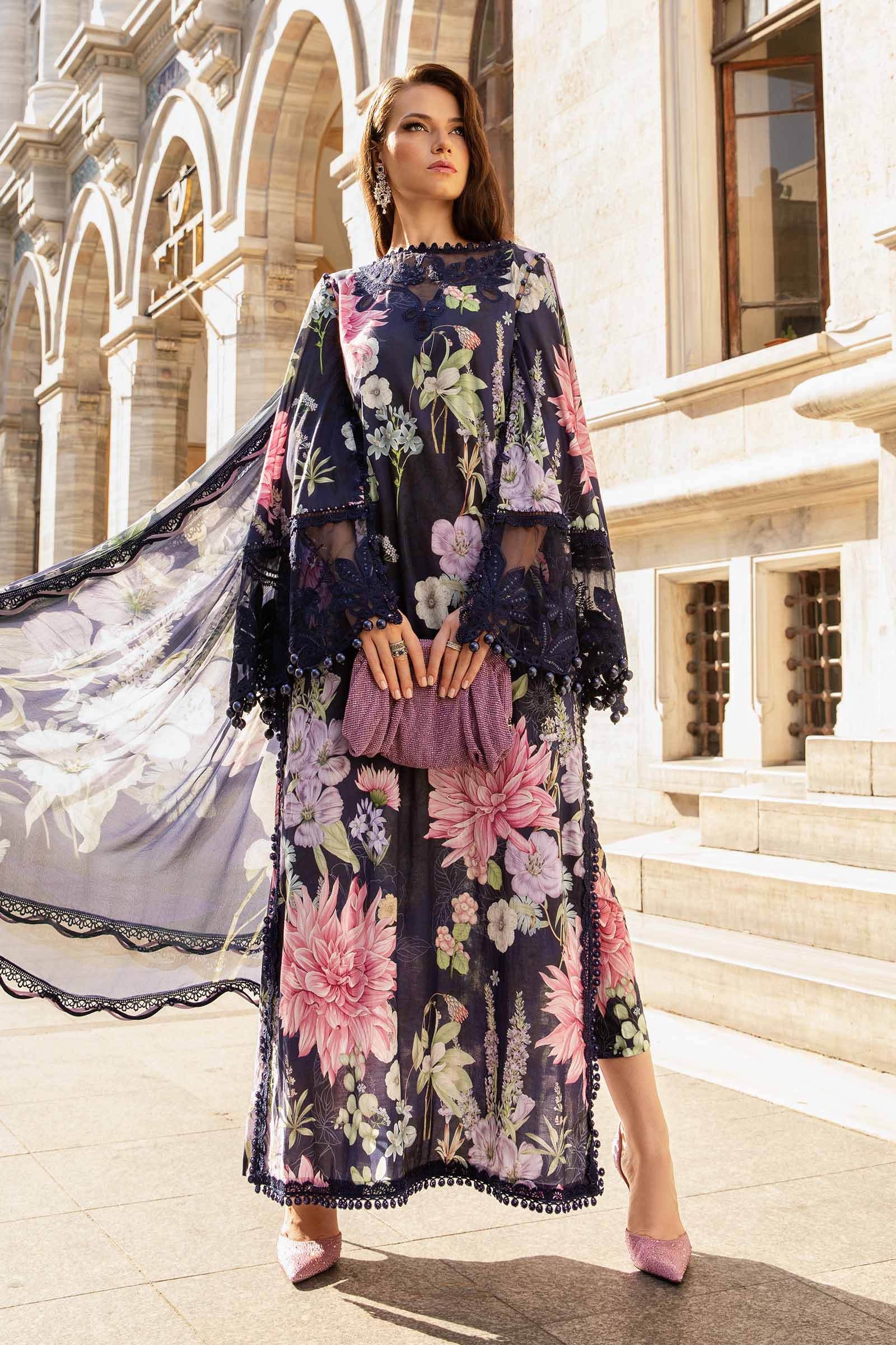 Video preview - 3 Piece Unstitched Printed Cambric Suit | MPT-2306-B