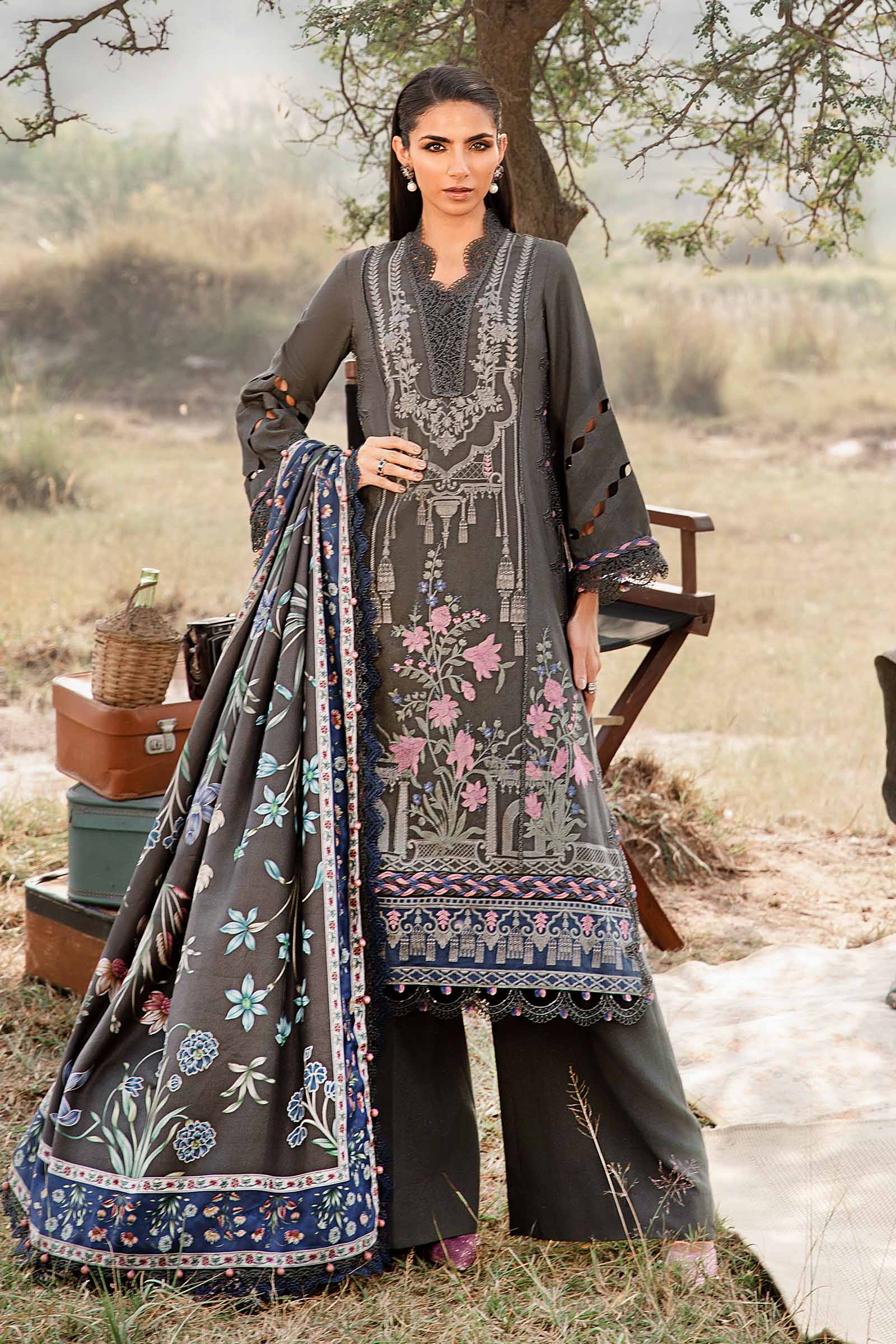 Video preview - 3 Piece Unstitched Printed Linen Suit | MPT-2401-A