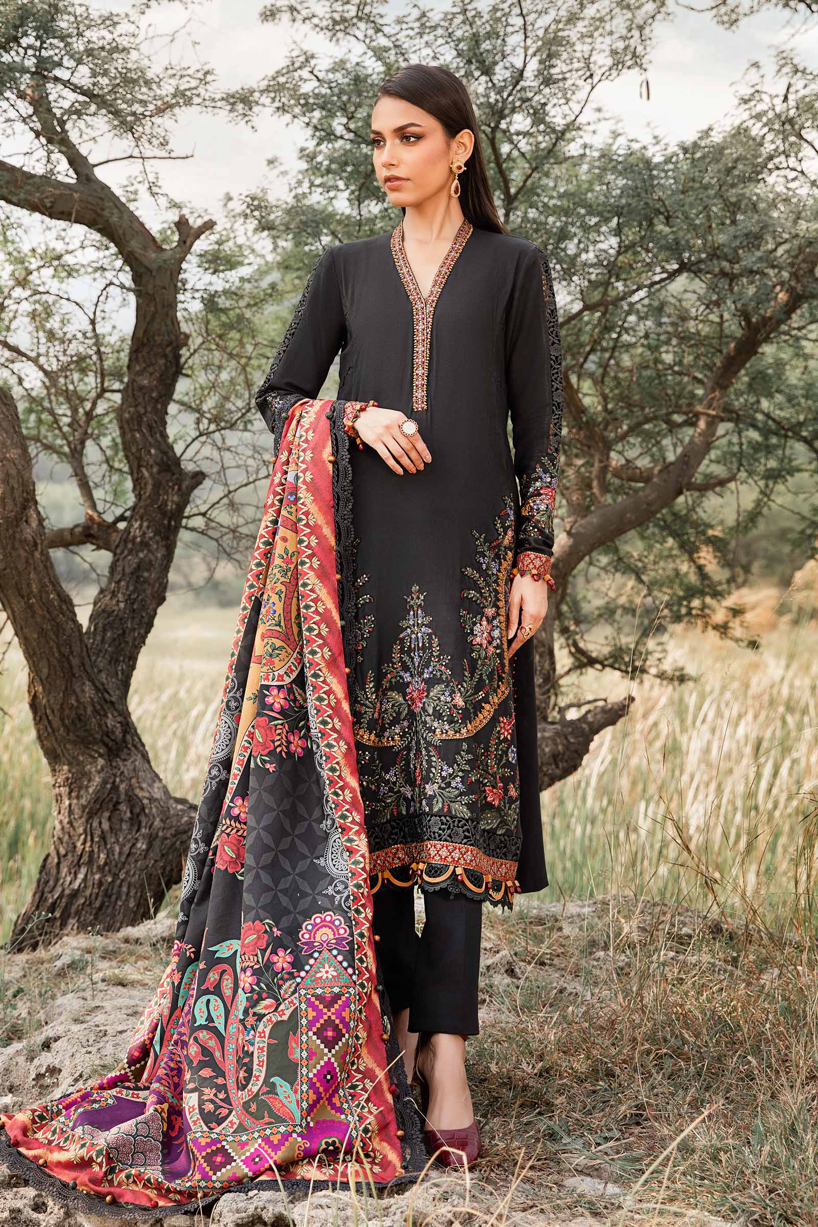 Video preview - 3 Piece Unstitched Printed Linen Suit | MPT-2402-B