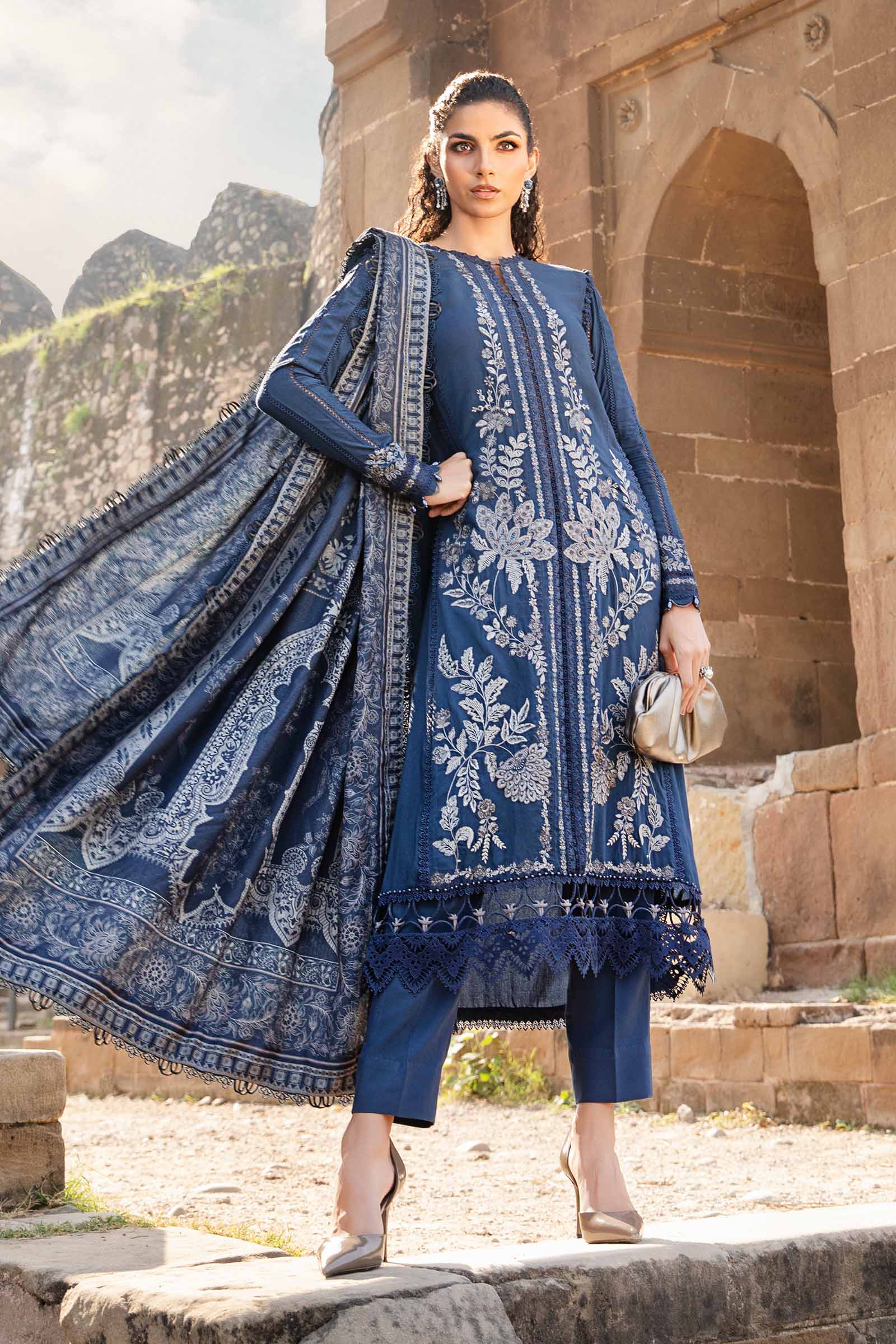 Video preview - 3 Piece Unstitched Printed Linen Suit | MPT-2404-B