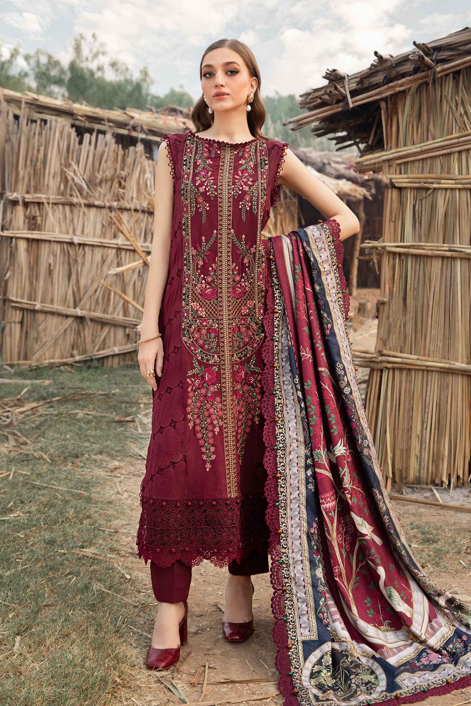 Video preview - 3 Piece Unstitched Printed Linen Suit | MPT-2406-B