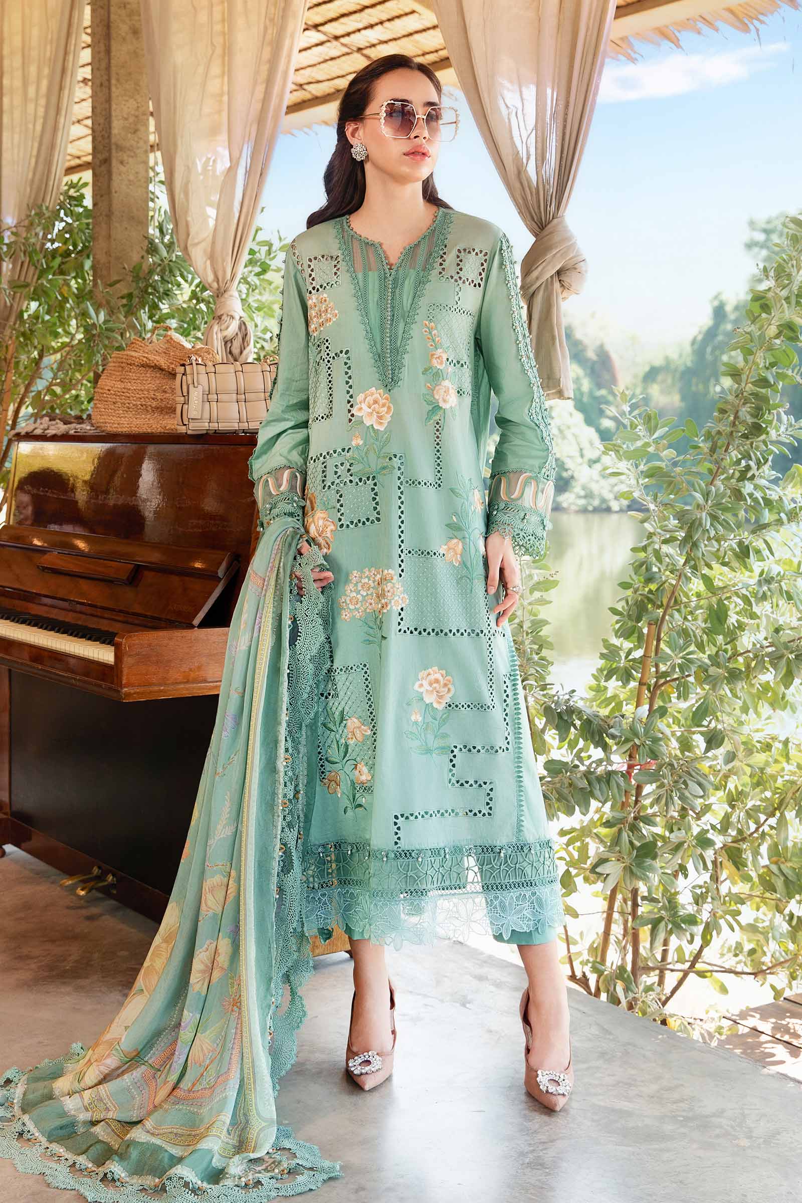 Video preview - 3 Piece Unstitched Printed Lawn Suit | MPT-2501-B