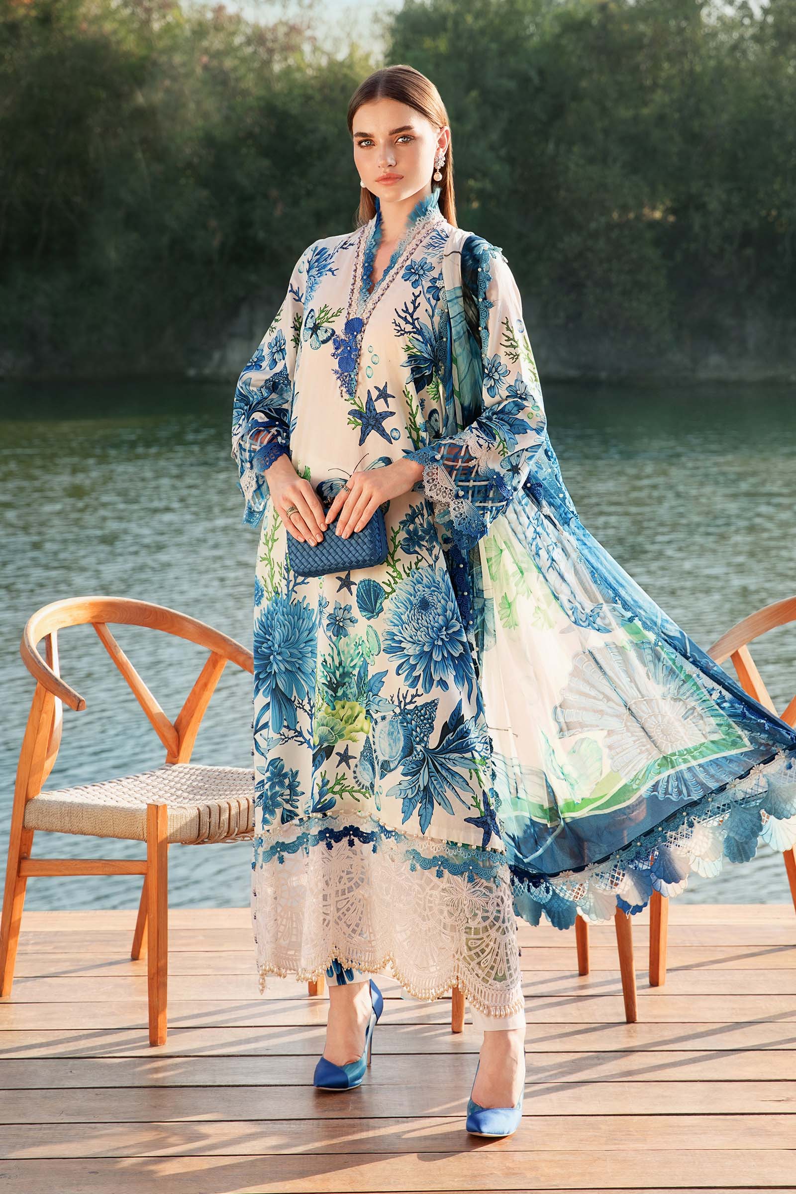 Video preview - 3 Piece Unstitched Printed Lawn Suit | MPT-2510-B