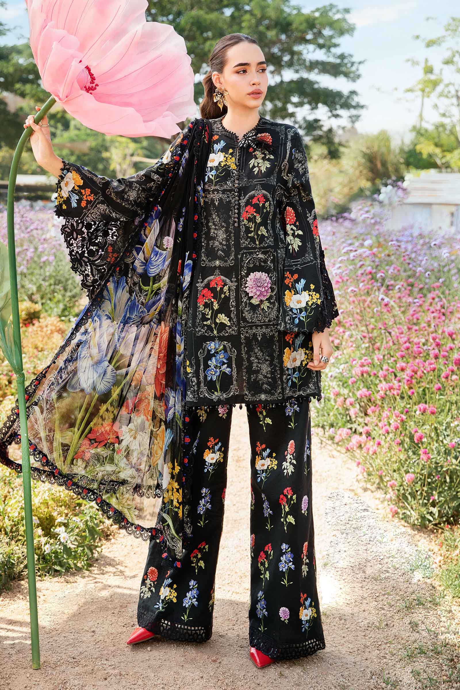Video preview - 3 Piece Unstitched Printed Lawn Suit | MPT-2511-B