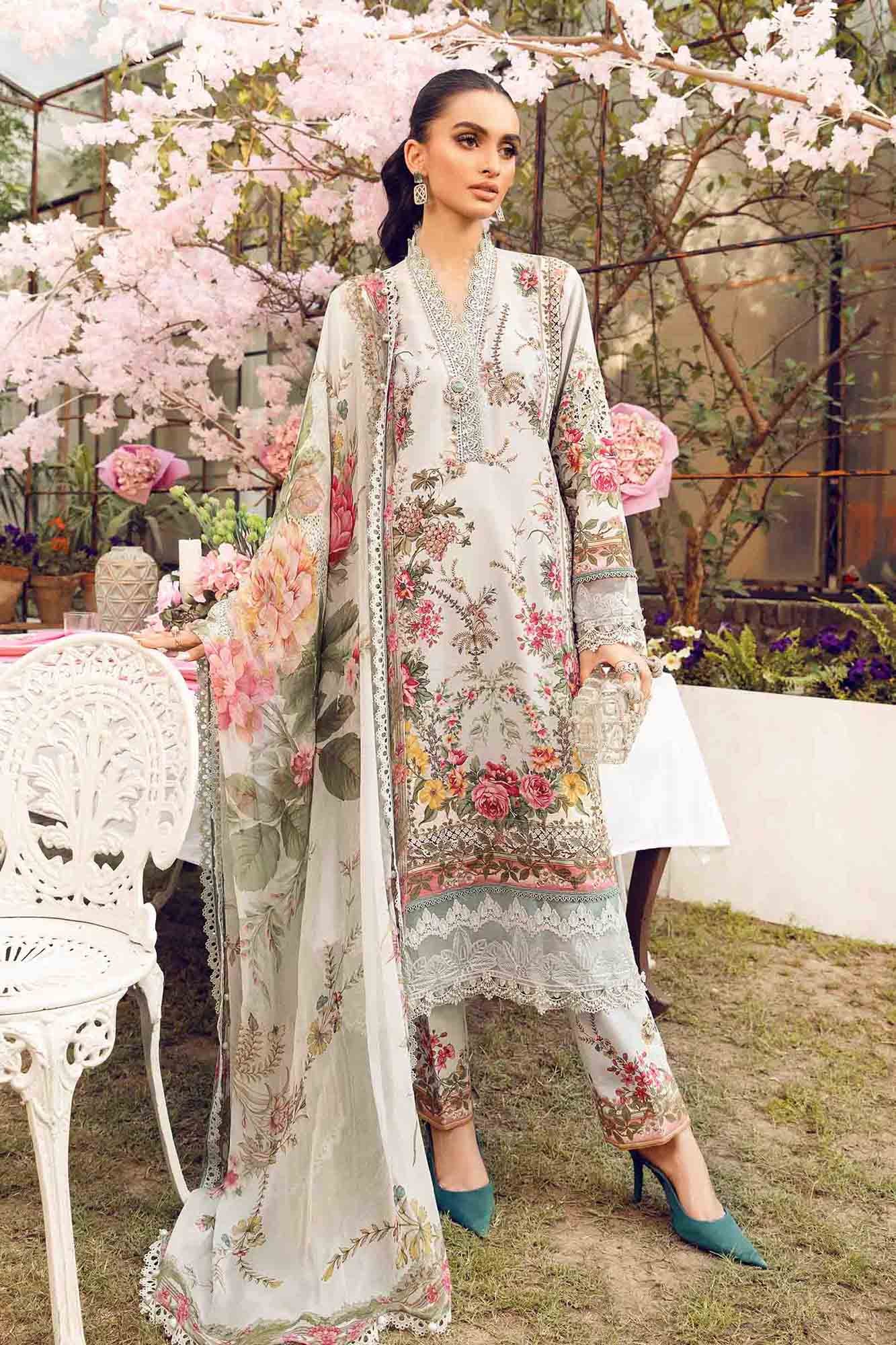 Video preview - 3 Piece Unstitched Embroidered Lawn Suit | MPT-2605-B