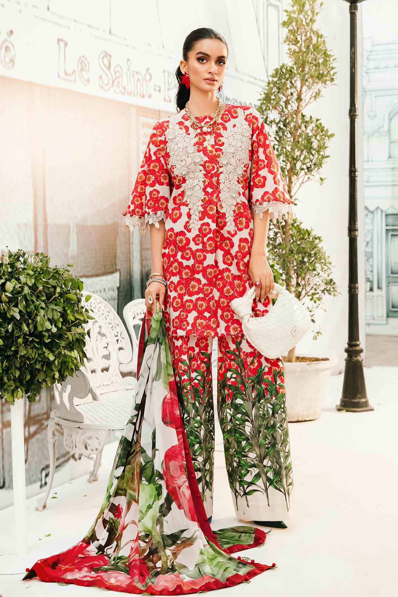 Video preview - 3 Piece Unstitched Embroidered Lawn Suit | MPT-2606-B