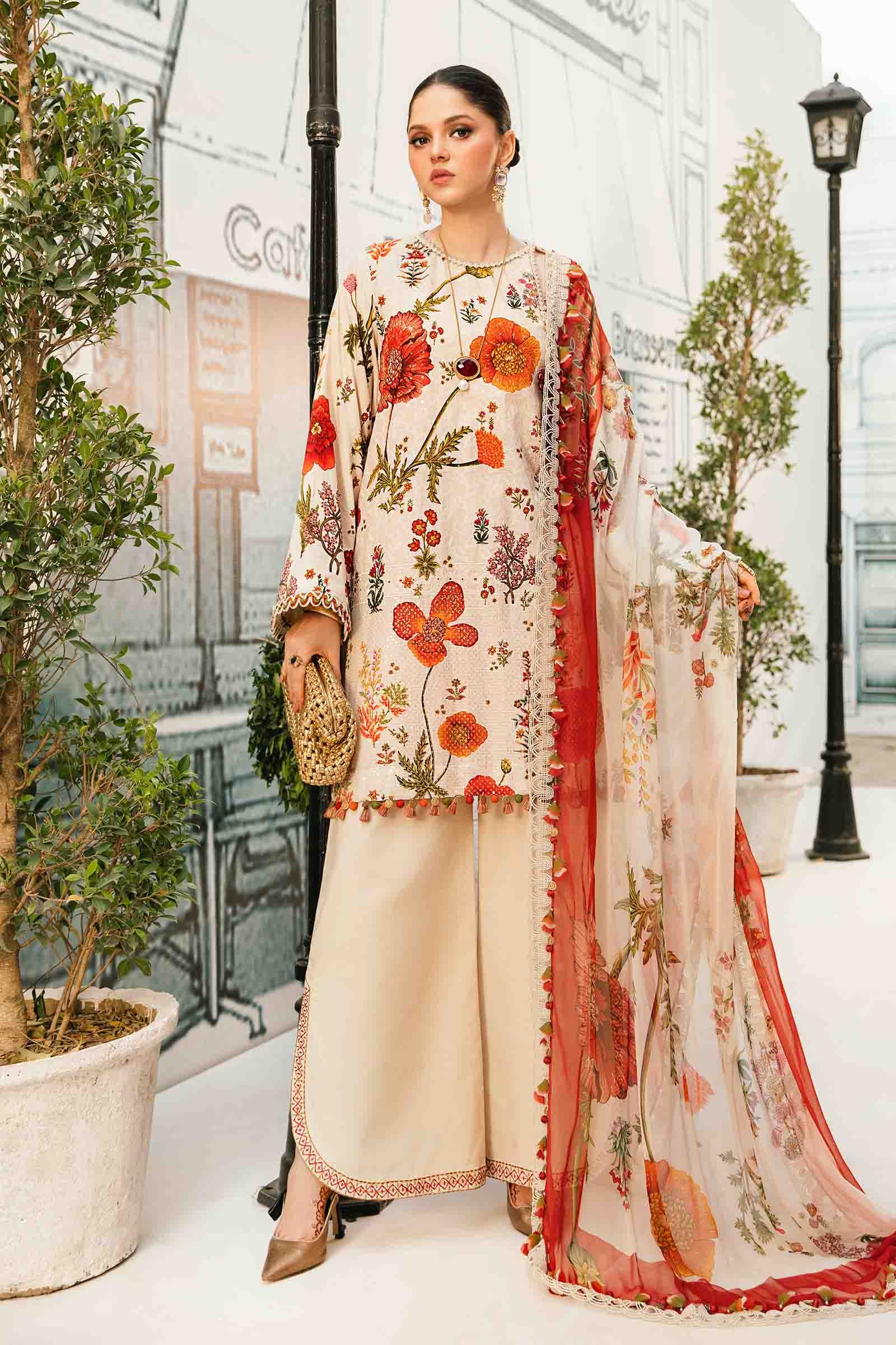 Video preview - 3 Piece Unstitched Embroidered Lawn Suit | MPT-2607-A