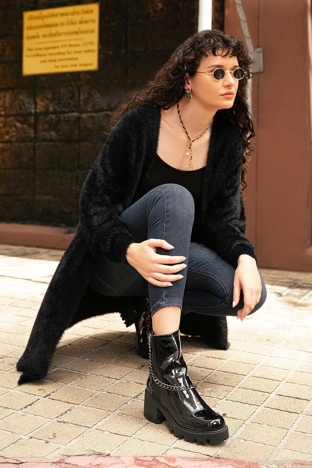 Long Patent Chain Boots