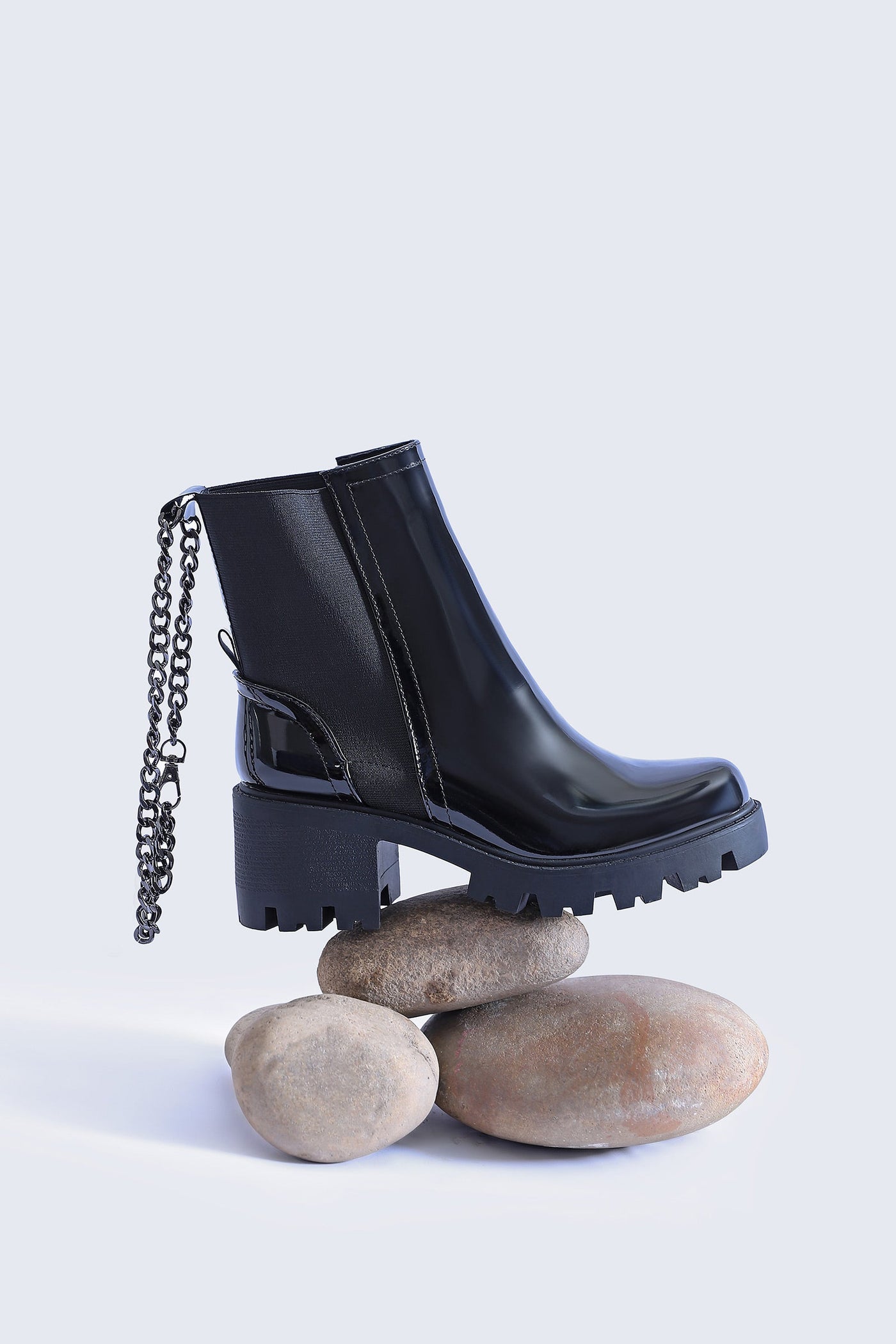 Long Patent Chain Boots
