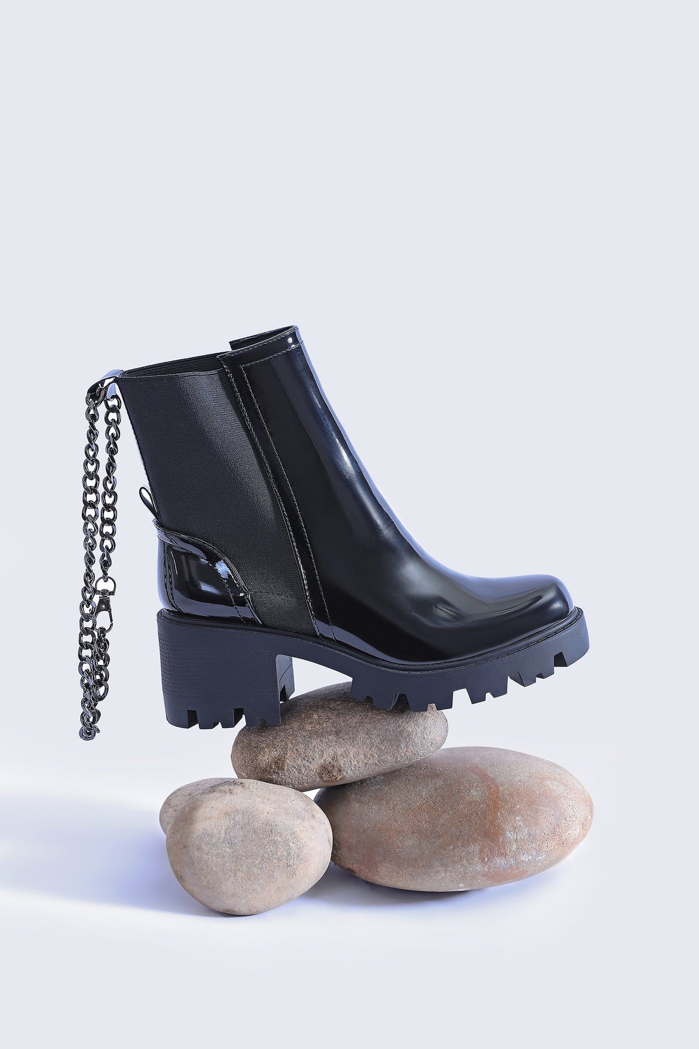 Long Patent Chain Boots