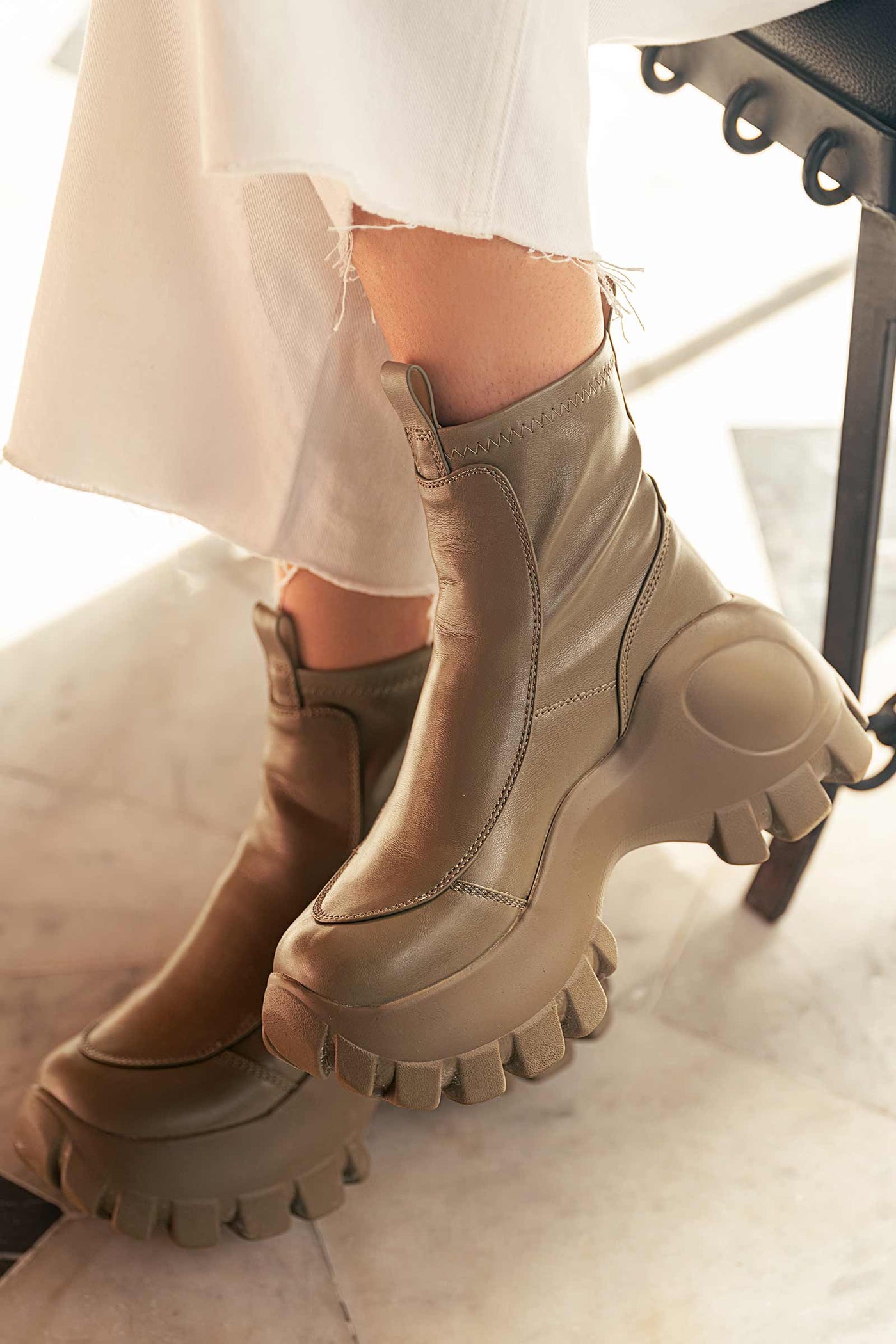 Eggshell Ankle Boots