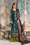 Unstitched MBROIDERED - Teal blue, Olive Green and Purple (BD-2202)