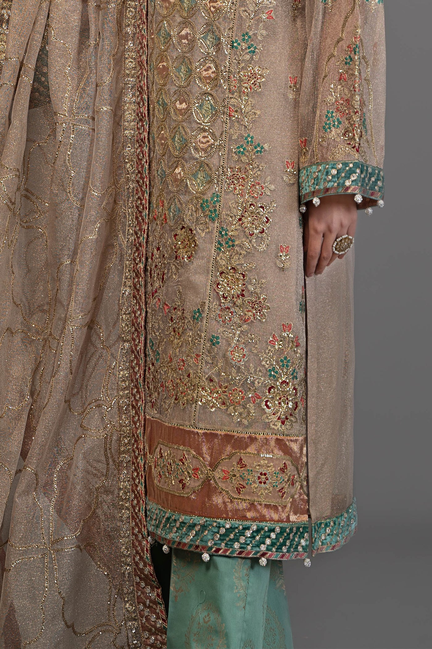 Suit Off White with Sea Green BDS-2507