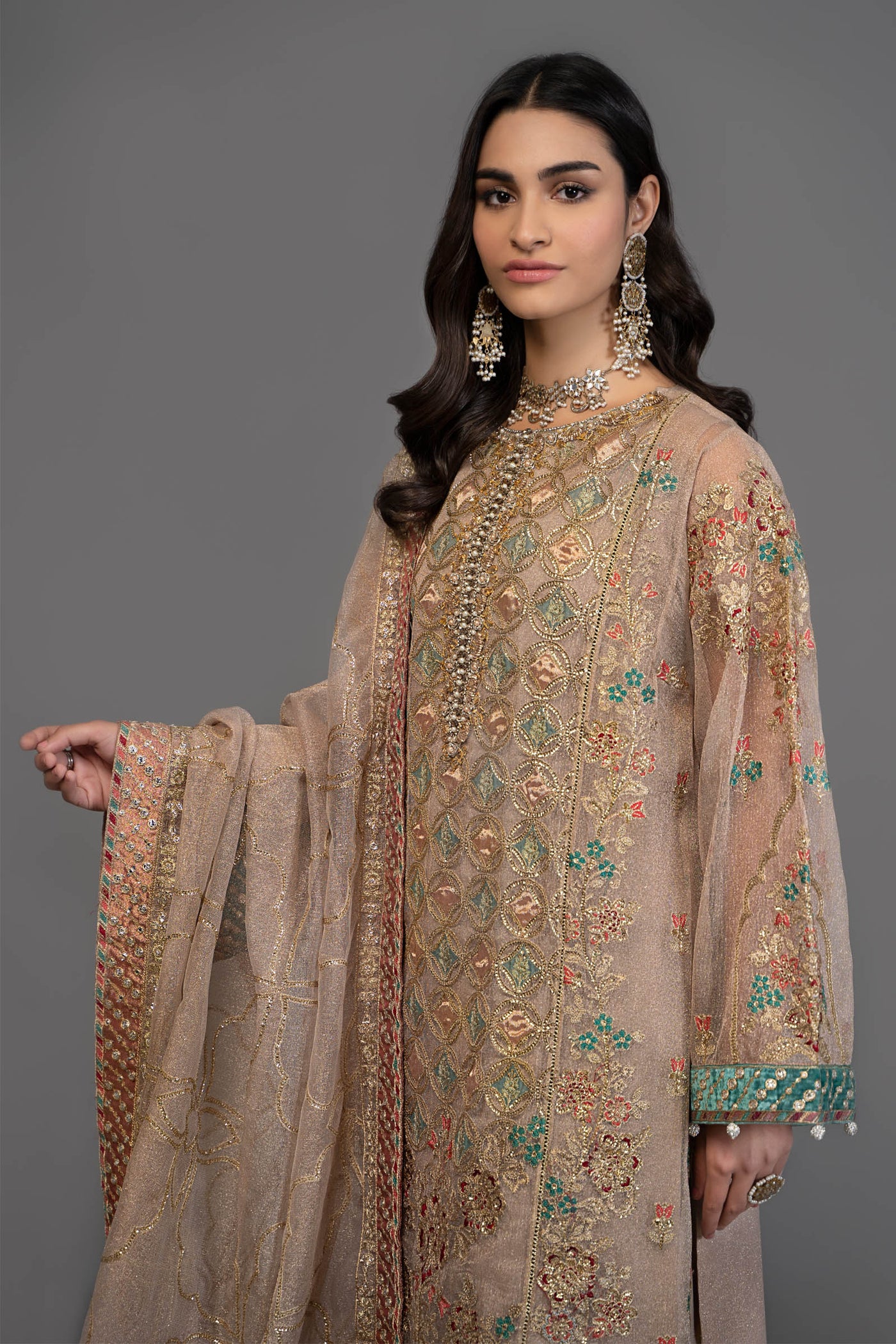 Suit Off White with Sea Green BDS-2507