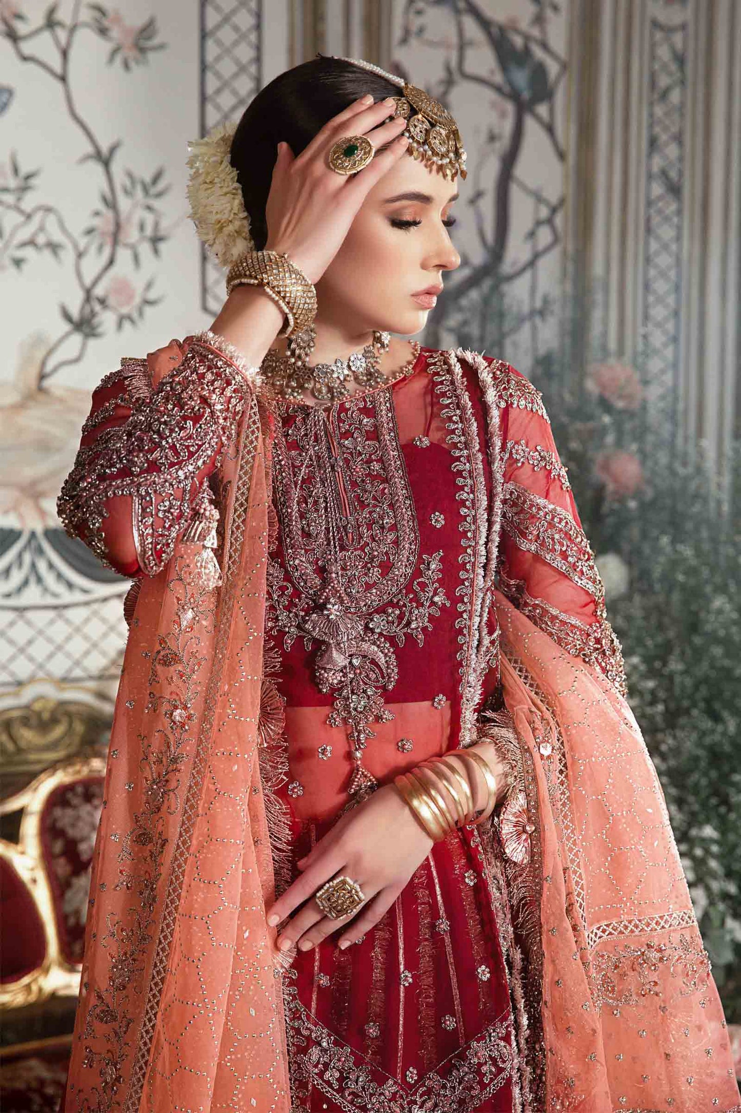 Unstitched Mbroidered | Maroon BD-2708
