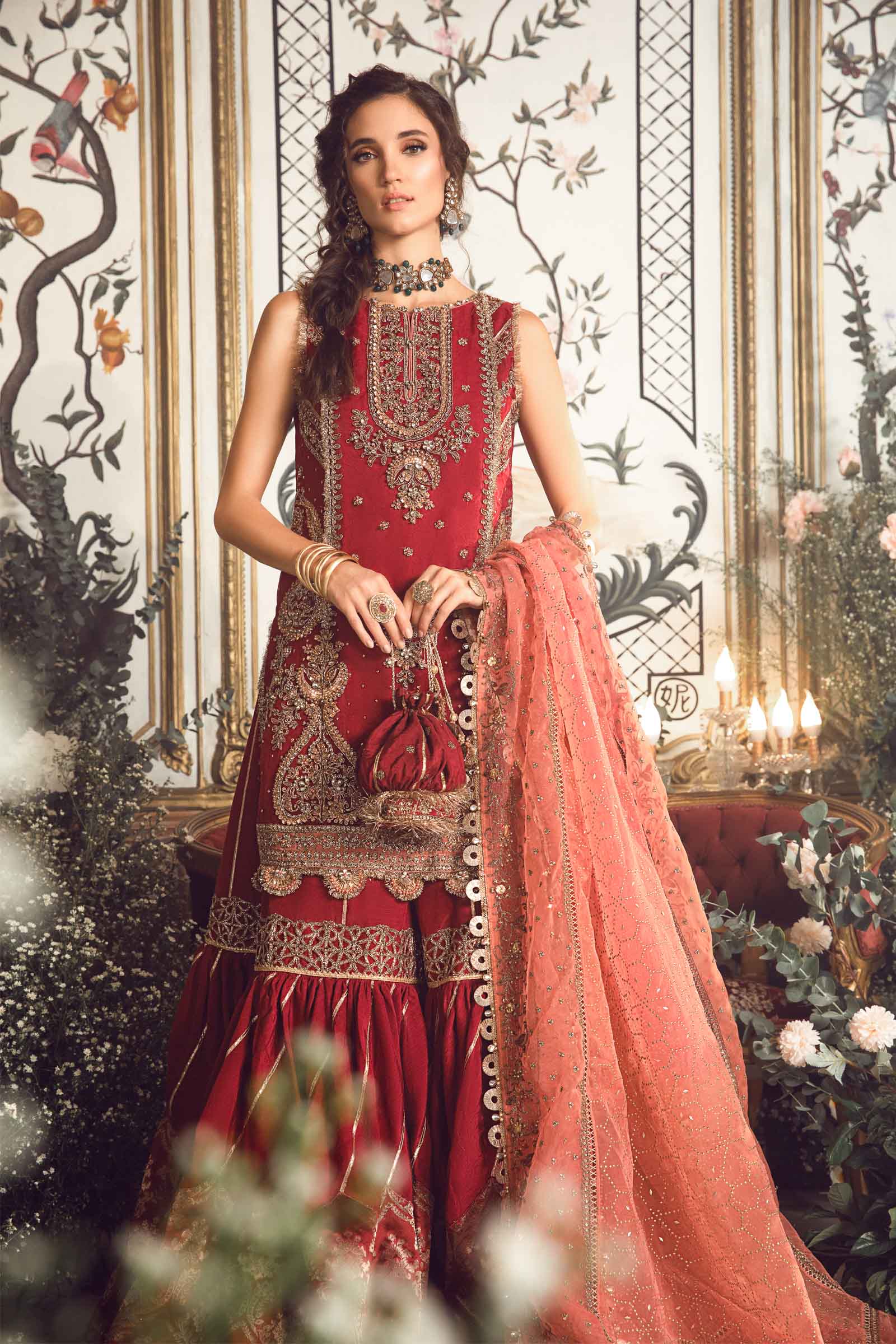 Unstitched Mbroidered | Maroon BD-2708
