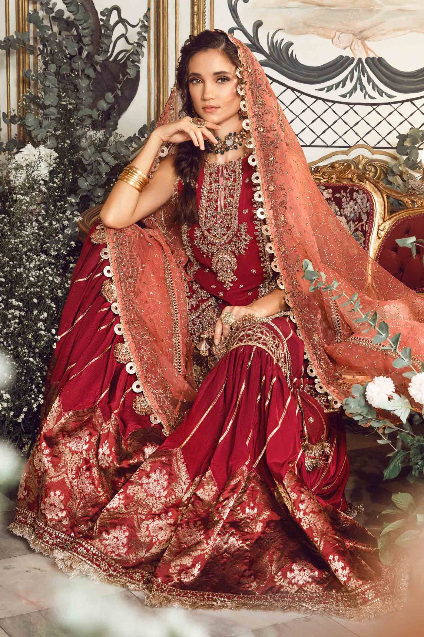 Unstitched Mbroidered | Maroon BD-2708