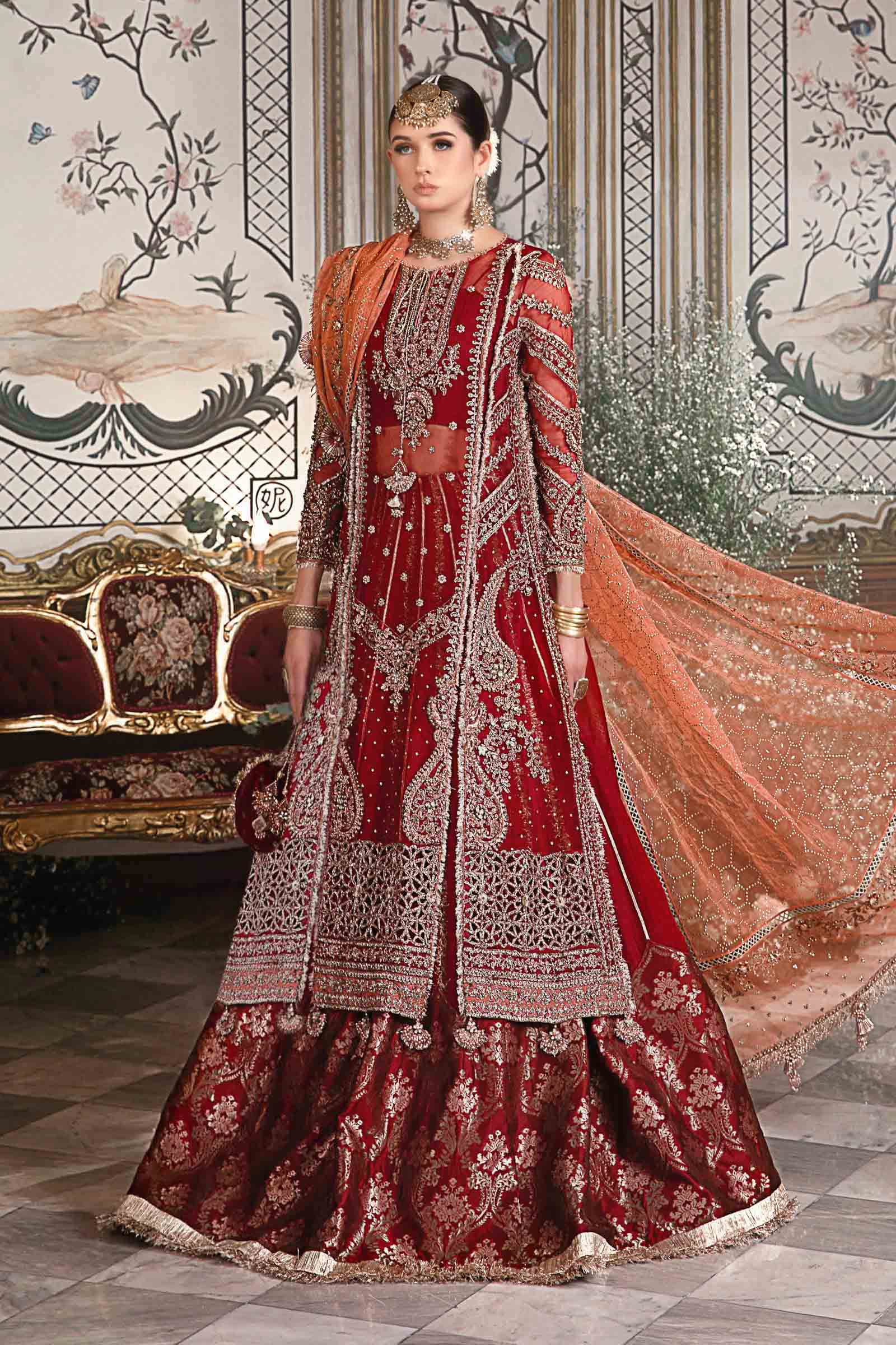 Unstitched Mbroidered | Maroon BD-2708