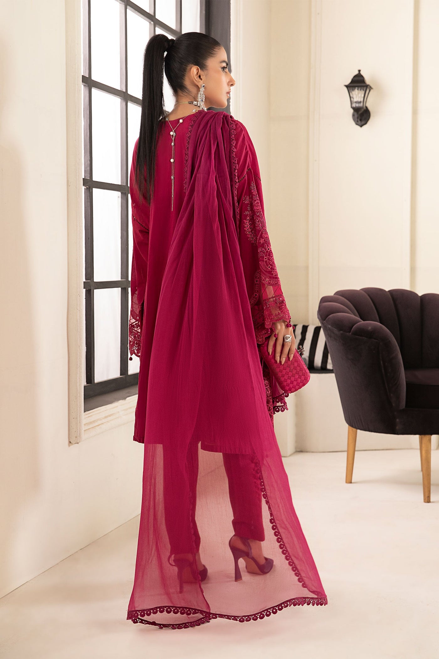 3 Piece Embroidered Lawn Suit | DW-EF24-02