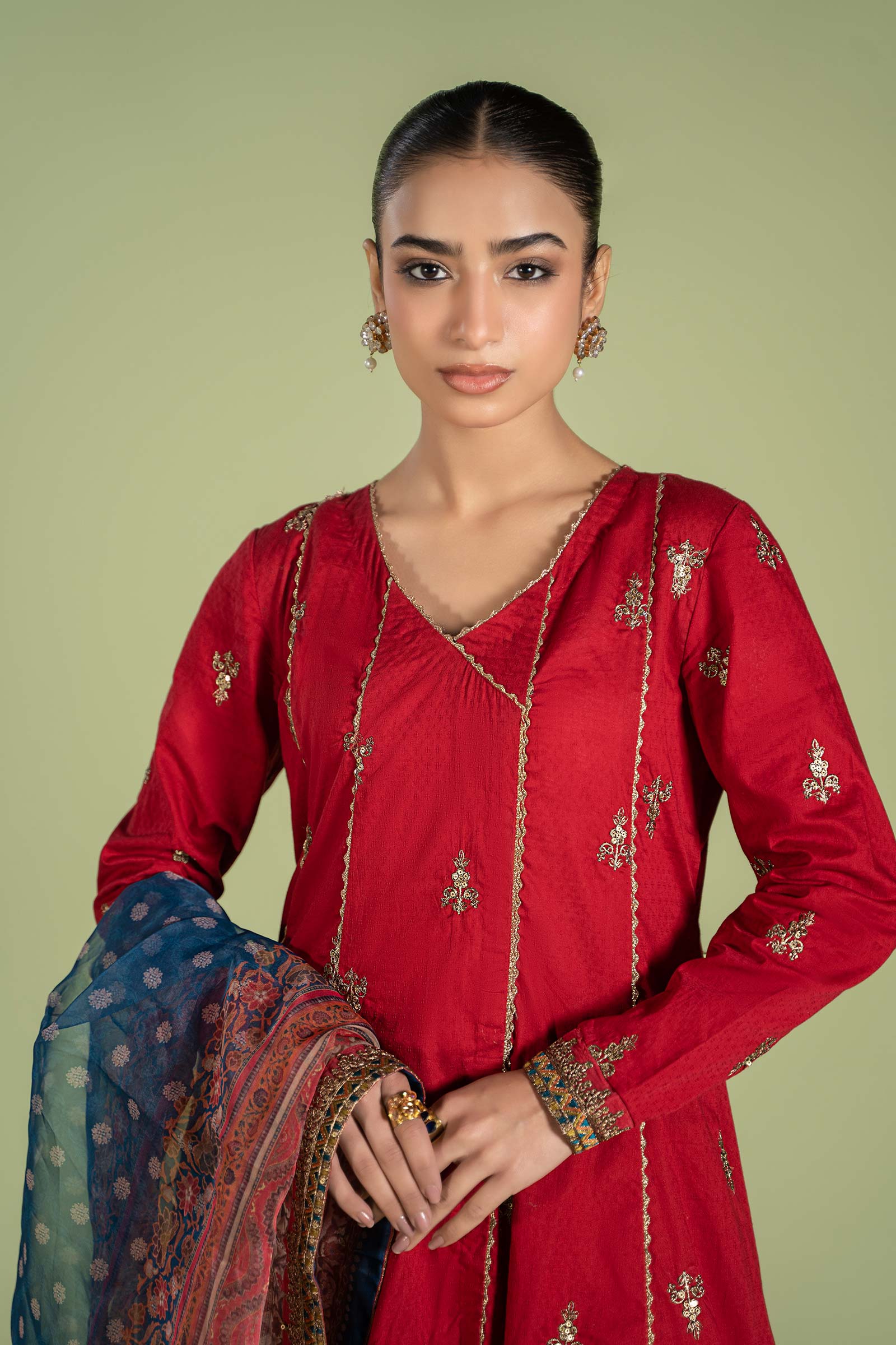 3 Piece Embroidered Dobby Suit