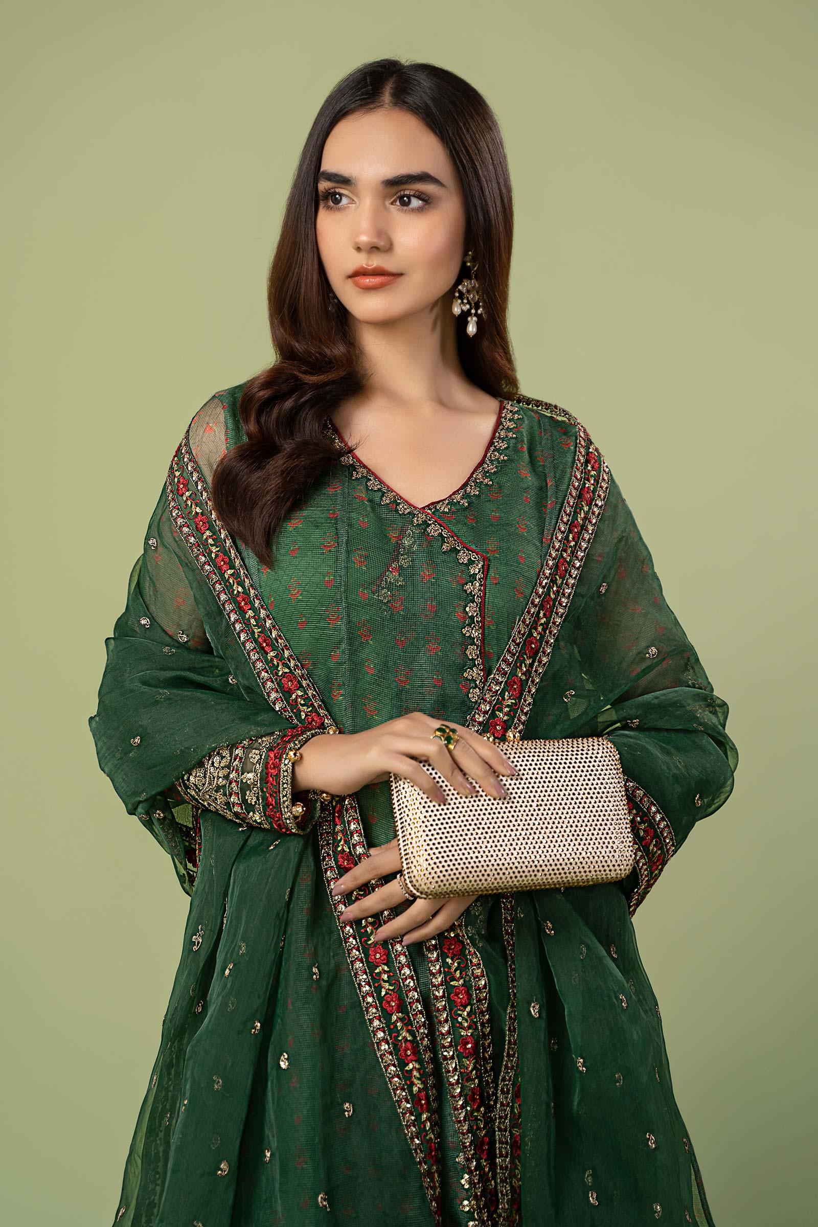 3 Piece Embroidered Net Organza Suit