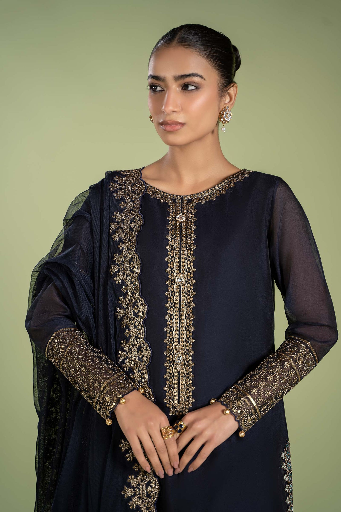 3 Piece Dyed Paper Cotton Suit