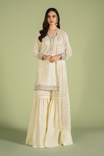 3 PIECE EMBROIDERED LAWN SUIT | DW-EF24-11 All Products DWEF211-ESM-WHT