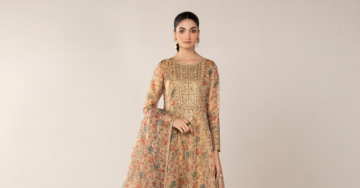3 Piece Printed Organza Masoori Net Suit