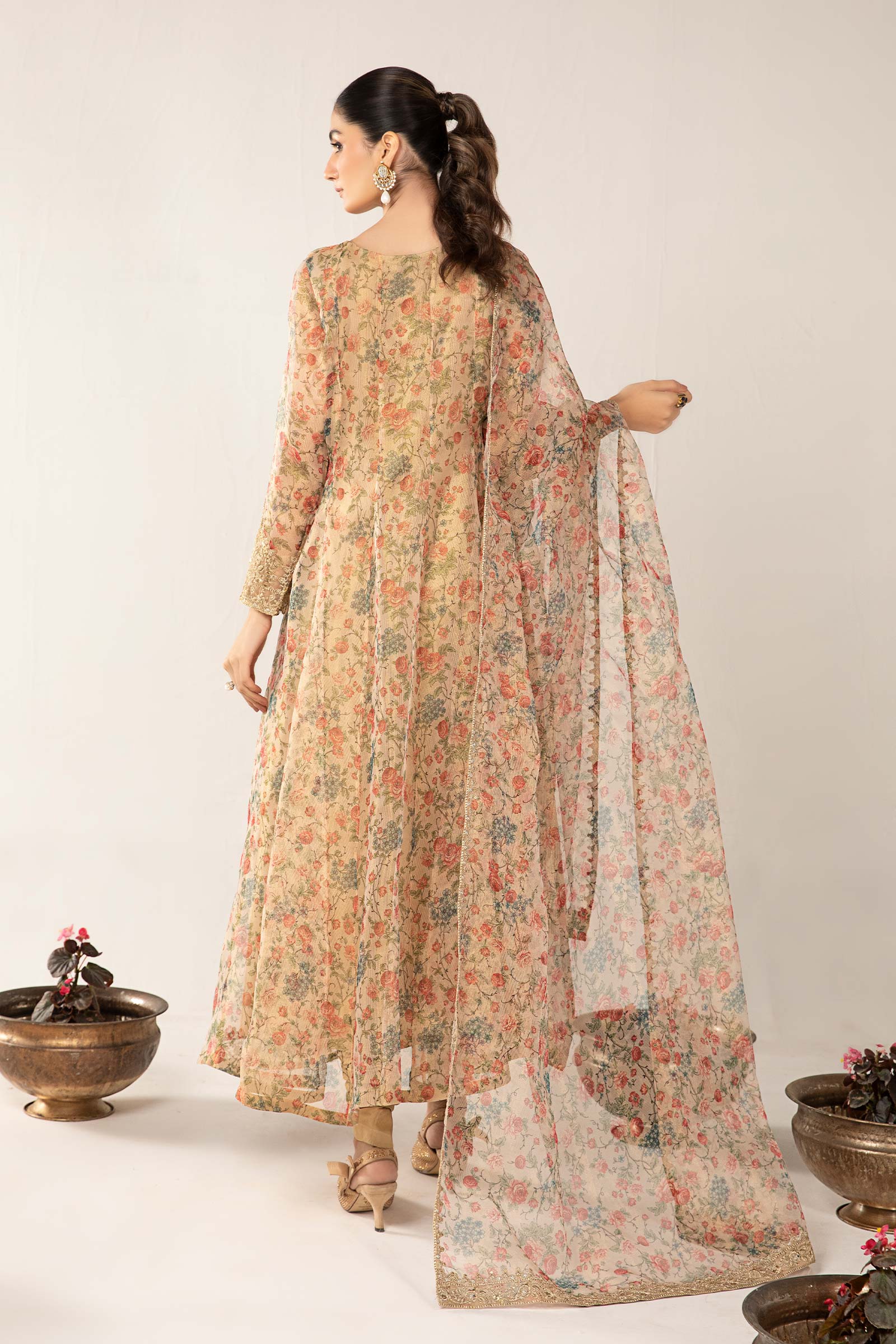3 Piece Printed Organza Masoori Net Suit