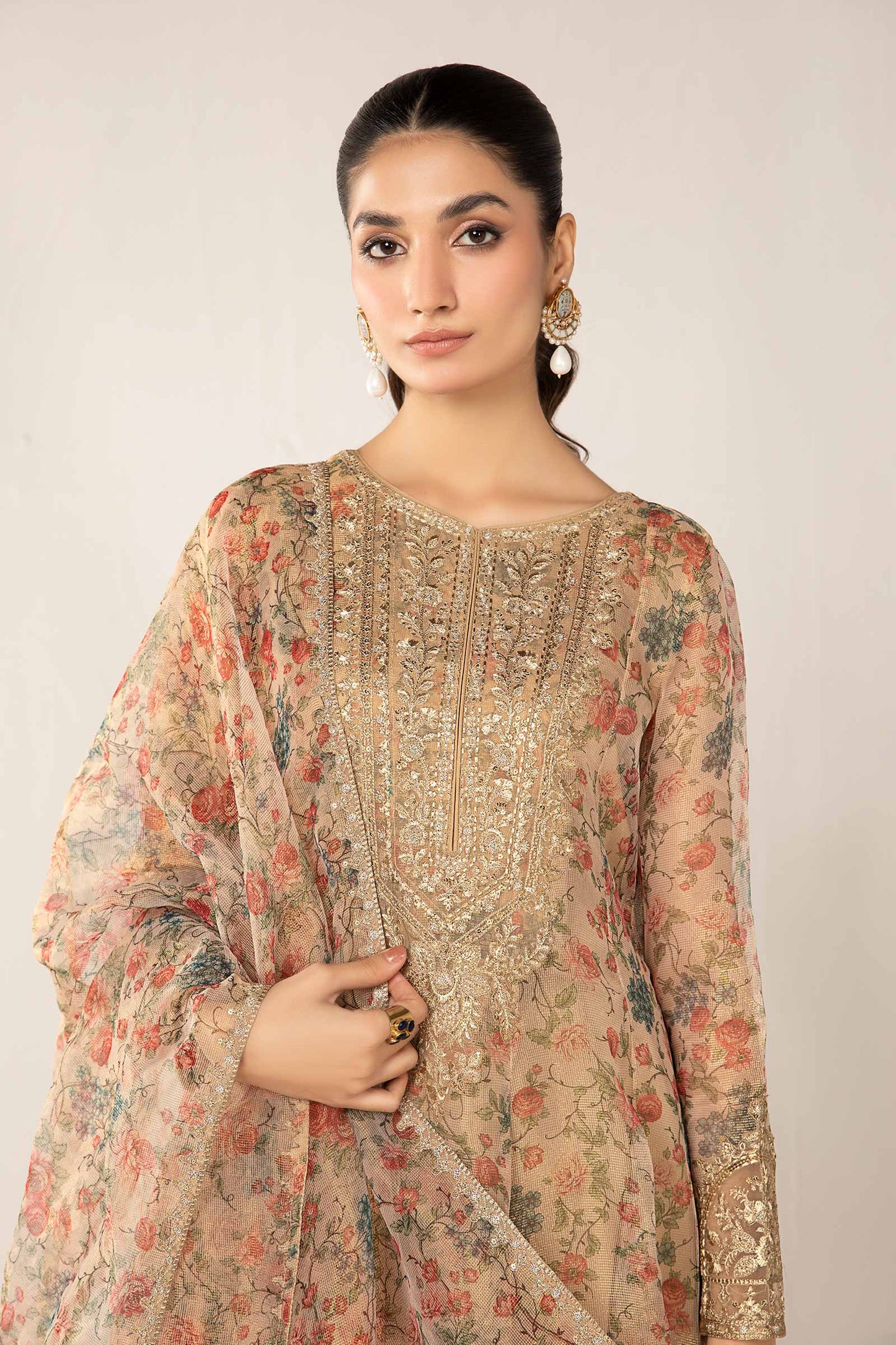 3 Piece Printed Organza Masoori Net Suit