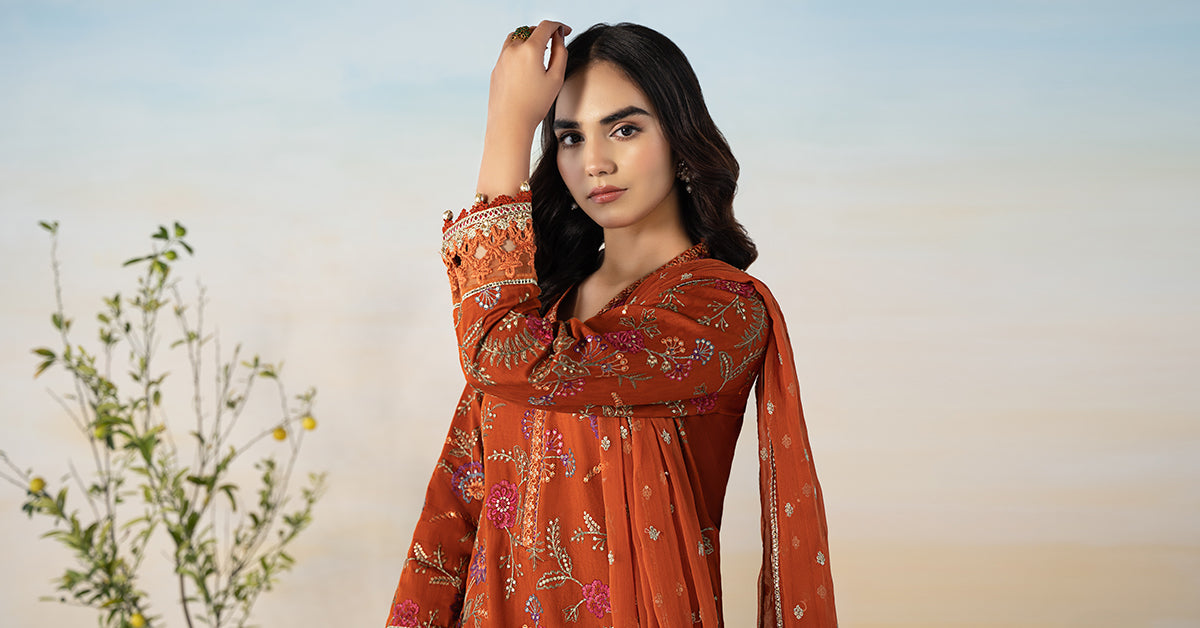 3 Piece Embroidered Self Jacquard Suit