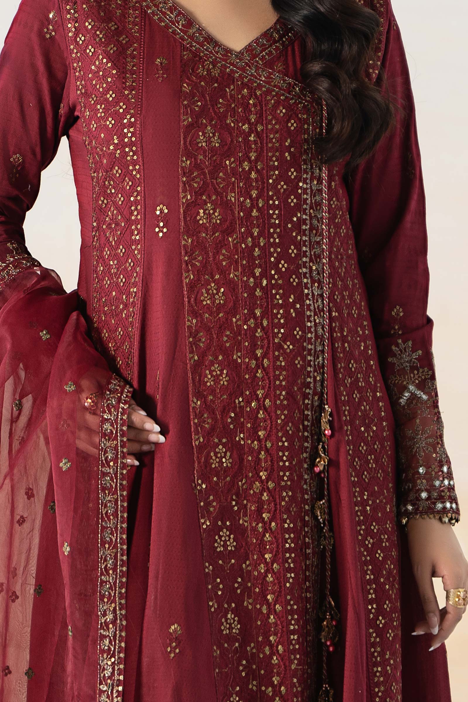 3 Piece Embroidered Dobby Suit
