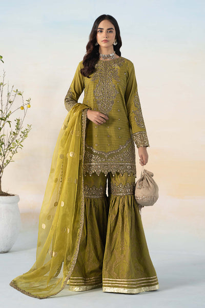 3 PIECE EMBROIDERED DOBBY SUIT | DW-EF24-36 All Products DWEF236-ESM-GRN