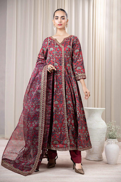 3 PIECE PRINTED LAWN SUIT | DW-EF24-42 All Products DWE2442-ESM-RED