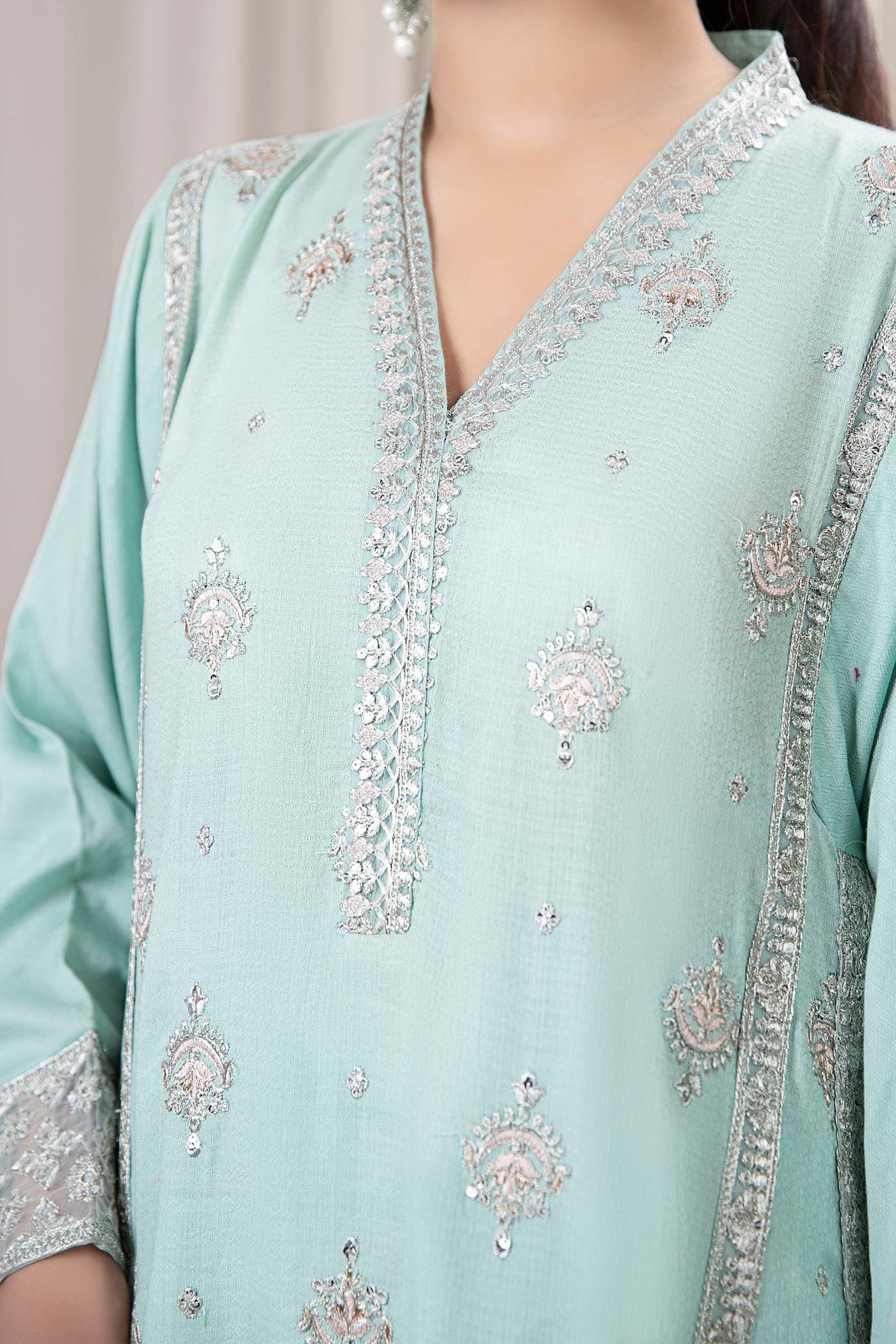 3 Piece Embroidered Dobby Suit | DW-EF24-54