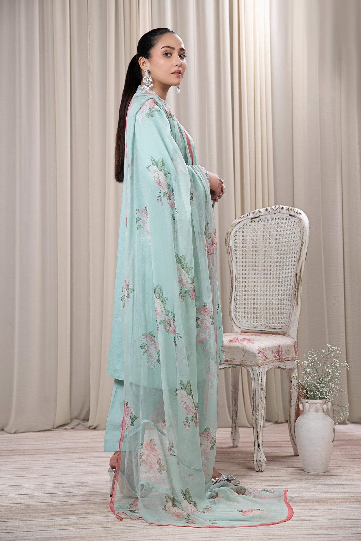 3 Piece Embroidered Dobby Suit | DW-EF24-54