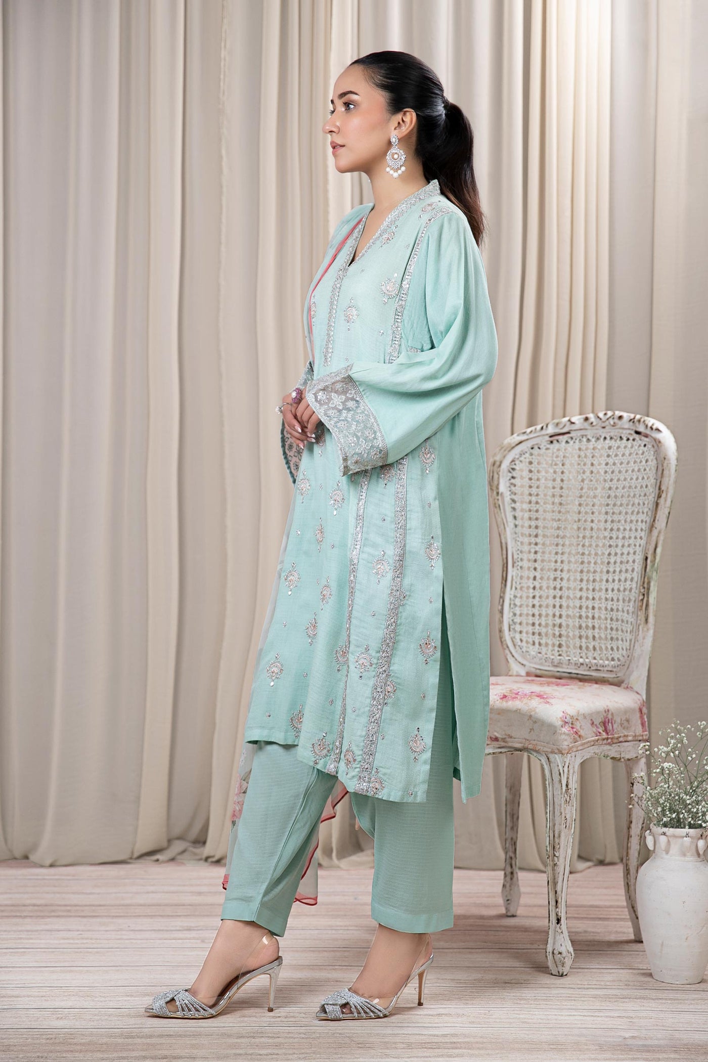 3 Piece Embroidered Dobby Suit | DW-EF24-54