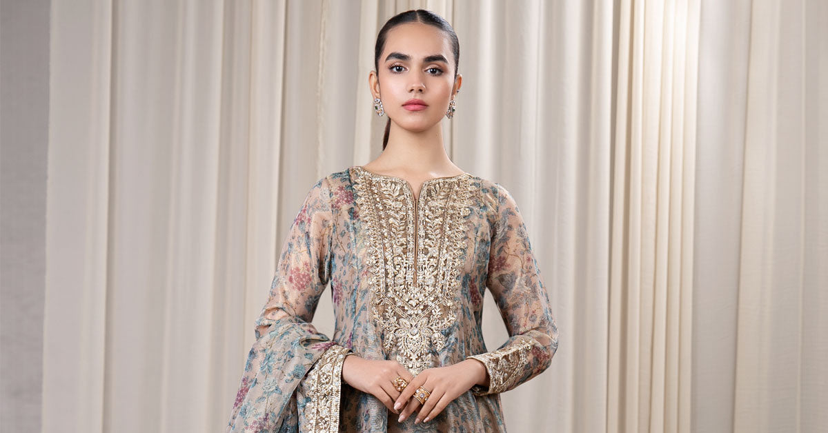 3 Piece Printed Organza Masoori Net Suit